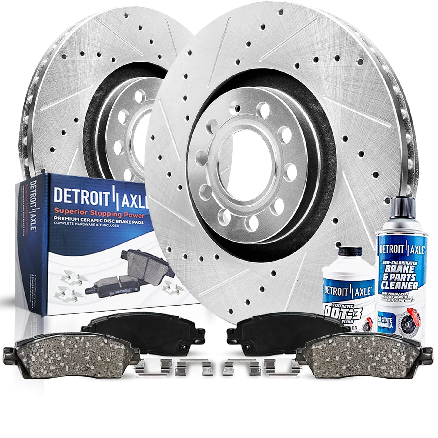 Detroit Axle - Rear Brake Kit for 1999-2006 Chevy GMC Sierra Silverado 1500, 00-01 Tahoe Yukon, 03-05 Astro Safari Replacement Drilled Slotted Disc Brake Rotors Ceramic Brakes Pads: 12.78" inch Rotor