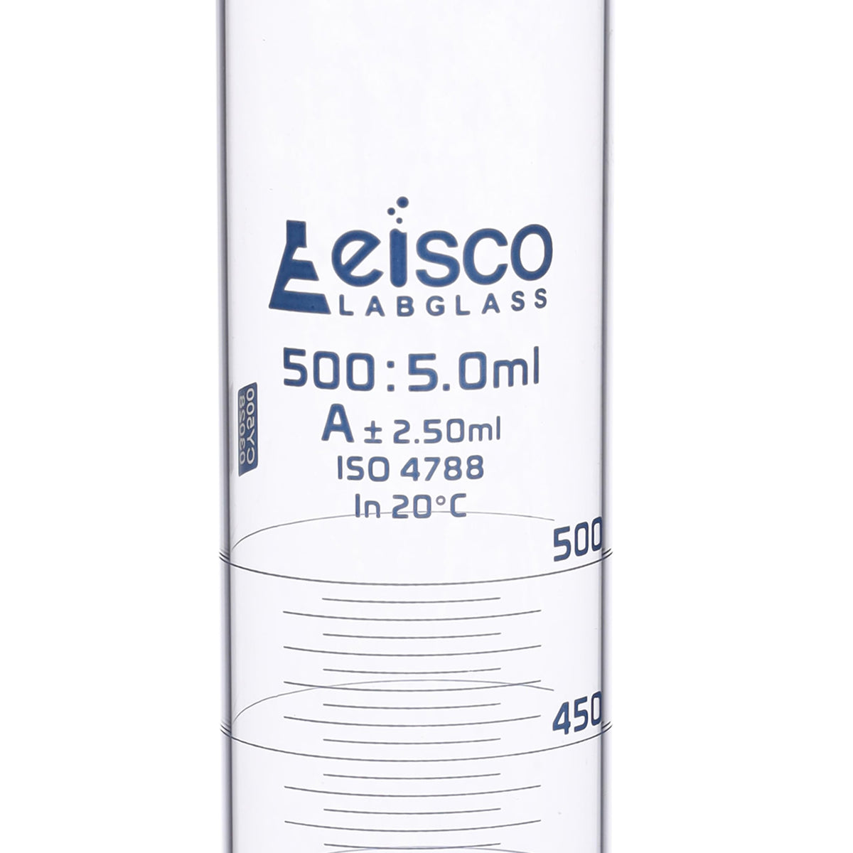 Graduated Cylinder, 100ml - Class A Tolerance ±0.50ml - Round Base - Blue Graduations - Borosilicate 3.3 Glass - Eisco Labs