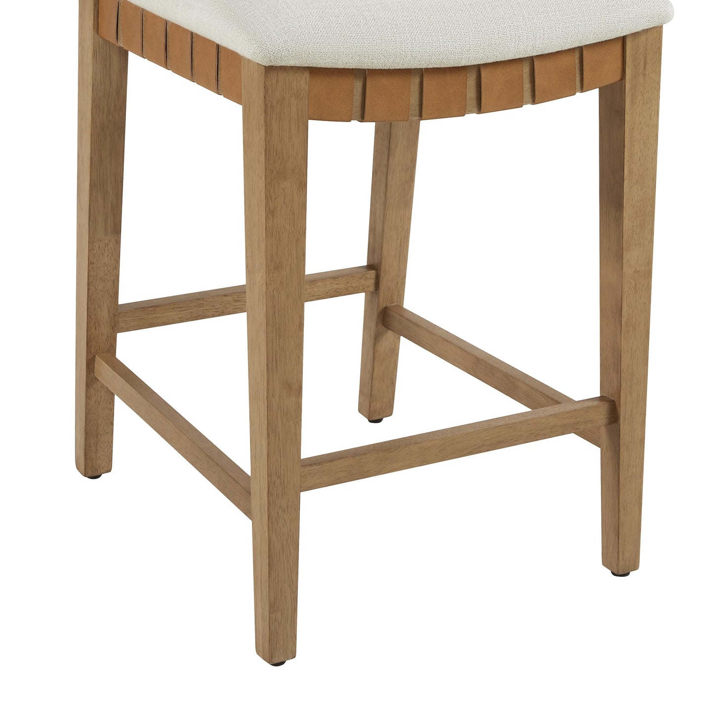 CHITA Woven Bar Stools Set of 2, 26" Counter Height Bar Stools with Backrest, Handwoven Counter Stools with Wood Frame for Kitchen Island & Home Bar, Saddle Brown