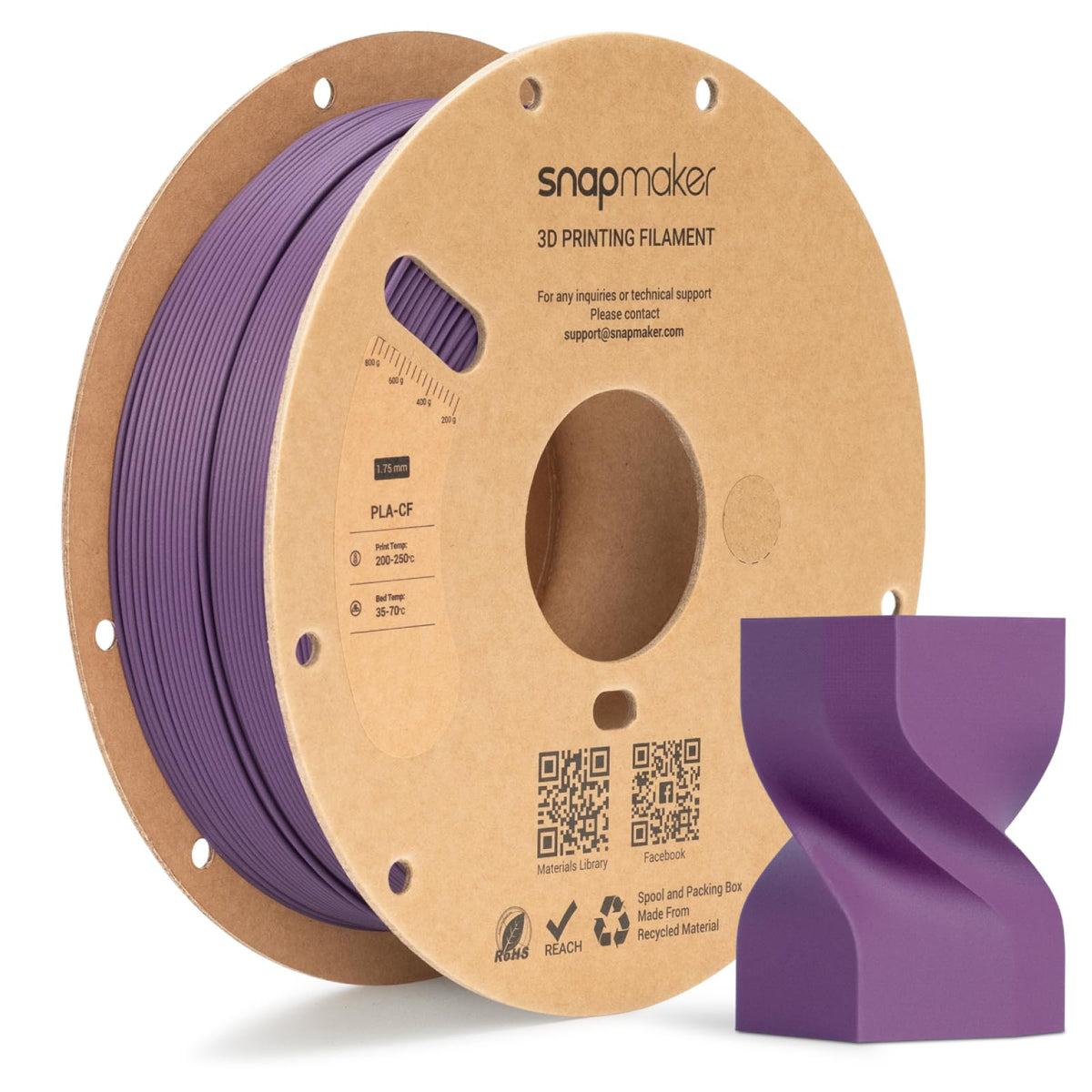 Snapmaker Matte PLA Filament 1.75mm,3D Printer Filament 1kg(2.2lbs)
