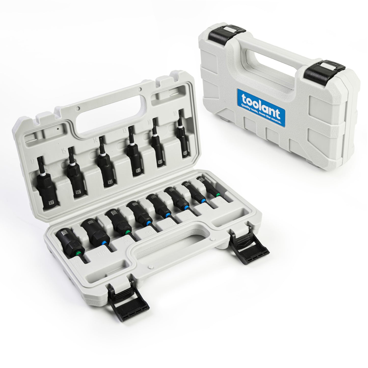 toolant Impact Magnetic Nut Driver Set, 38pcs Impact Driver Bit Set, Deep Nut Driver Set, Impact Socket Adapters, Wing Nut Driver, Bit Extension, 1/4'' Quick Change