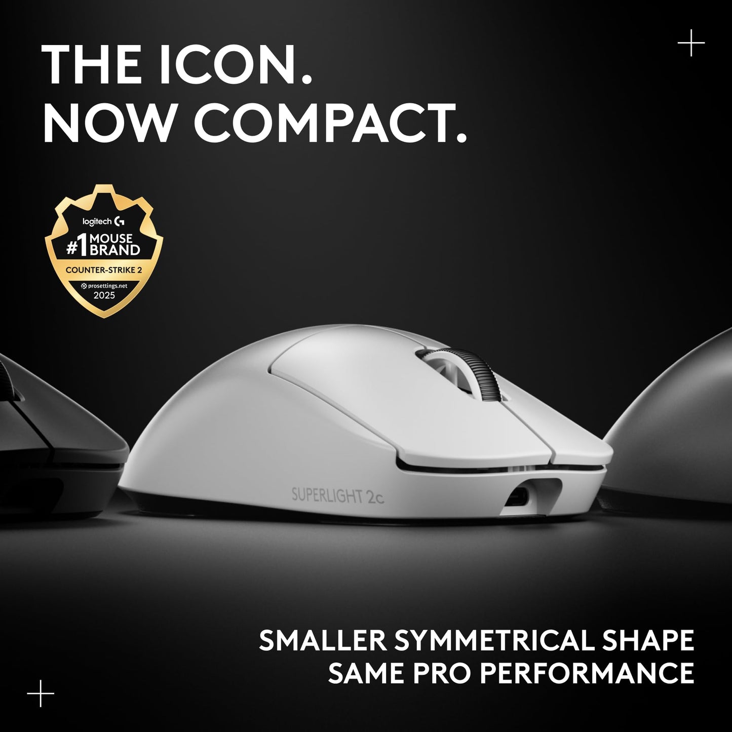 Logitech G PRO X Superlight 2 Wireless Gaming Mouse - Black | 60g, Symmetrical Shape, <8 kHz Polling, 44K DPI, PowerPlay Wireless Charging Supported, USB-C, 5 Buttons, For PC/Mac