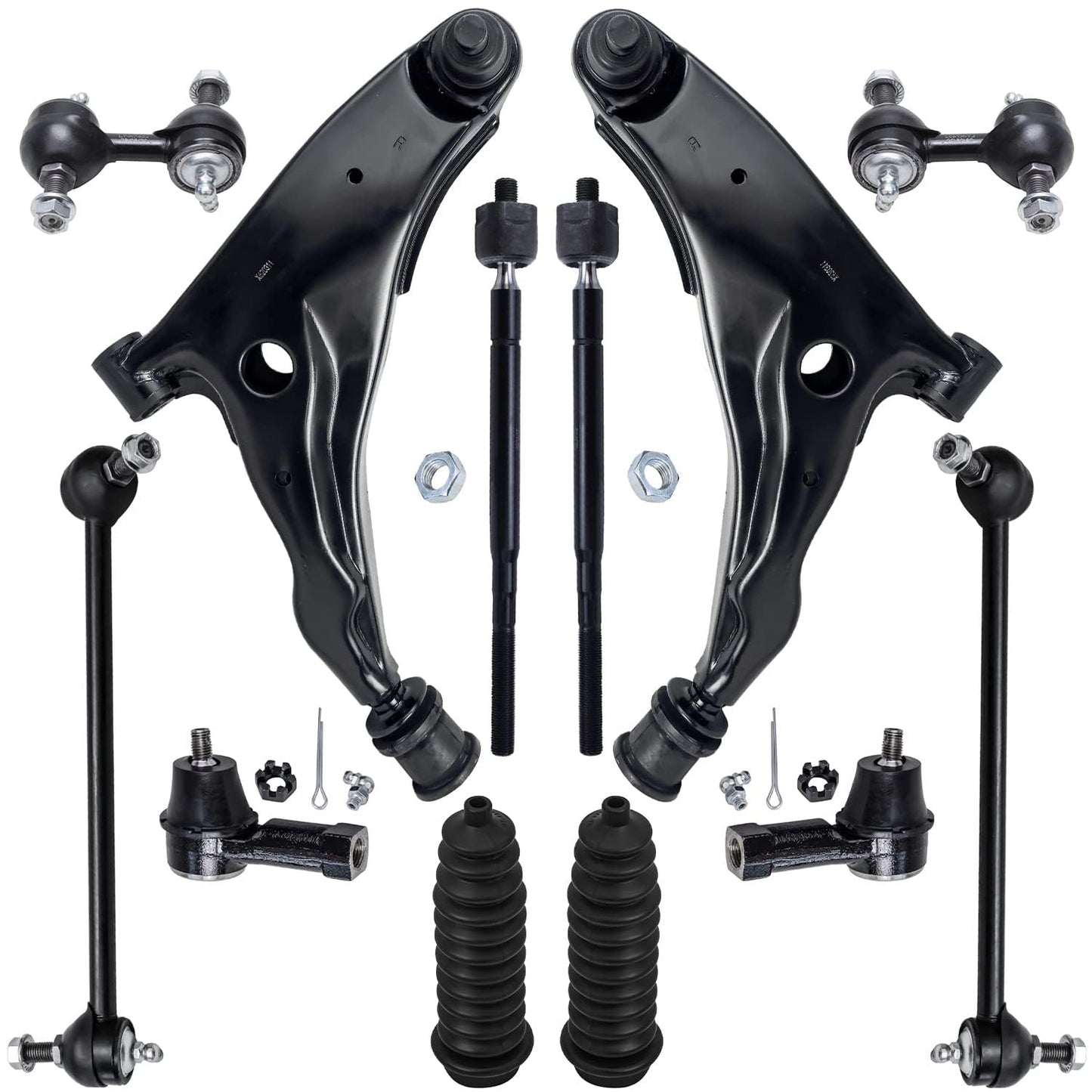 Detroit Axle - 12pc Front End Kit for 07-13 Chevy Silverado 1500 GMC Sierra | Suburban Yukon XL 1500 Tahoe Escalade ESV EXT, 2 Upper Control Arms 2 Sway Bars 4 Tie Rods 2 Lower Ball Joints 2 Boots