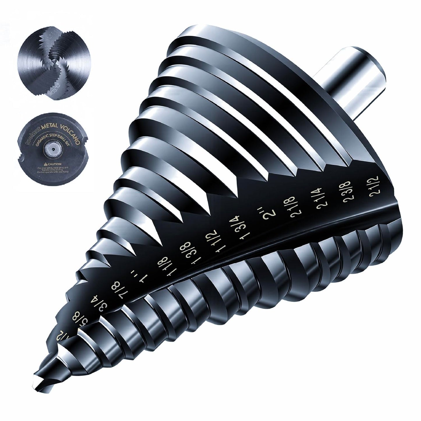 toolant Four Spiral Flute Cobalt Step Drill Bit(Pro), 1/4"-3/4" Impact Ready Unibit Step Drill Bit, 1/4" Hex Shank Step Bits for Metal, Stainless Steel, Aluminum, Plastic
