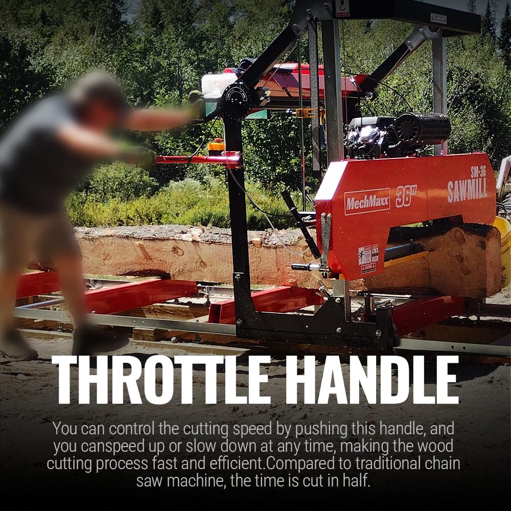 MechMaxx 32" Portable Sawmill, 20' Track Length, 26.5" Board Width, SM-32