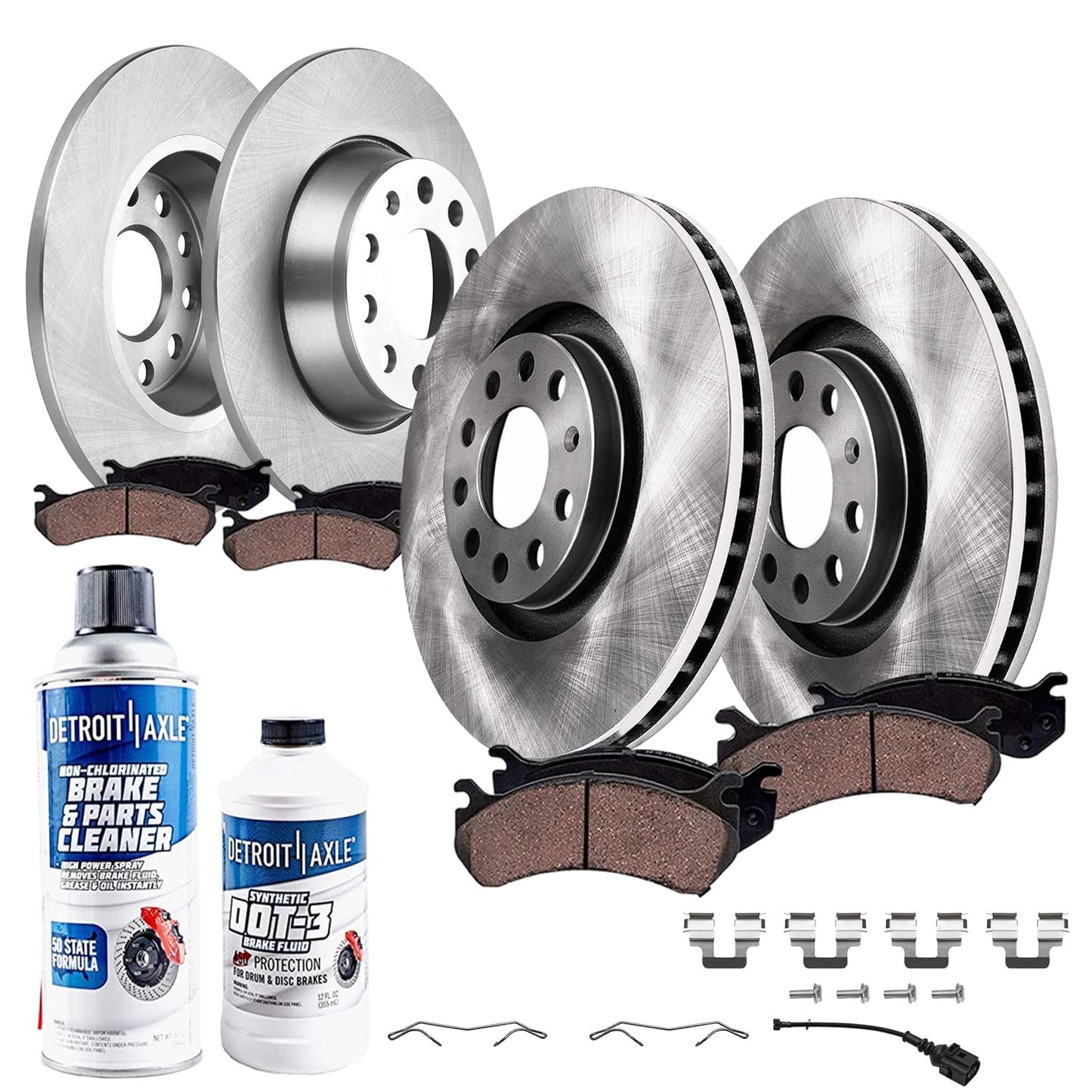 Detroit Axle - Brake Kit for 2011-2020 Jeep Grand Cherokee Dodge Durango | Disc Brakes Rotors Ceramic Brake Pads Replacement 12.99" inch Front and Solid Rear Rotor