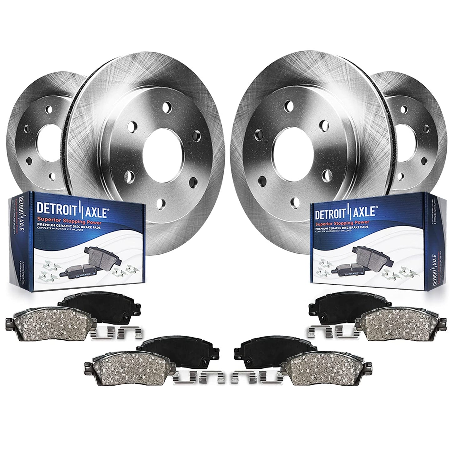 Detroit Axle - Brake Kit for 07-11 Toyota Camry 08-12 Avalon 07-12 Lexus ES350 Replacement 2008 2009 2010 2011, 11.65" inch Front and 11.06" inch Rear Disc Brake Rotors and Ceramic Brakes Pads