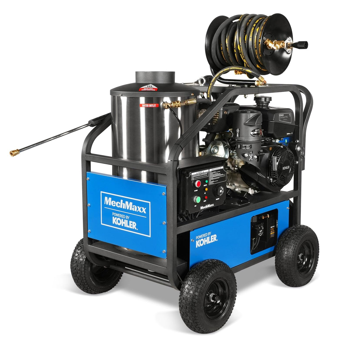 MechMaxx 4000 PSI 4 GPM Kohler E-Start Engine Hot Water Pressure Washer Skid Mounted with 245 Gal Tank, Model HPW40KBT