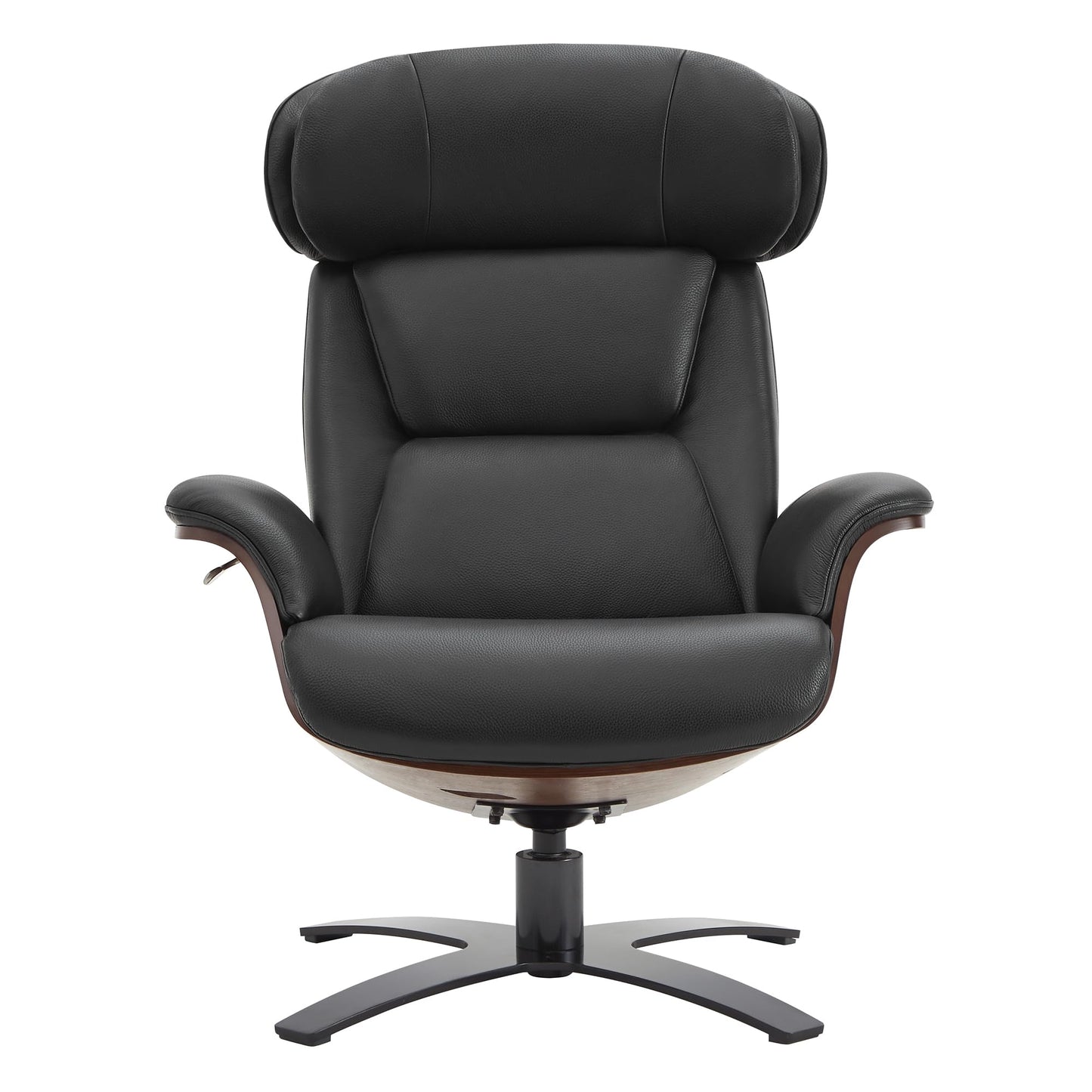 CHITA Genuine Leather Reclining Swivel Chair with Adjustable Headrest and Ottoman for Living Room, Office, Saddle