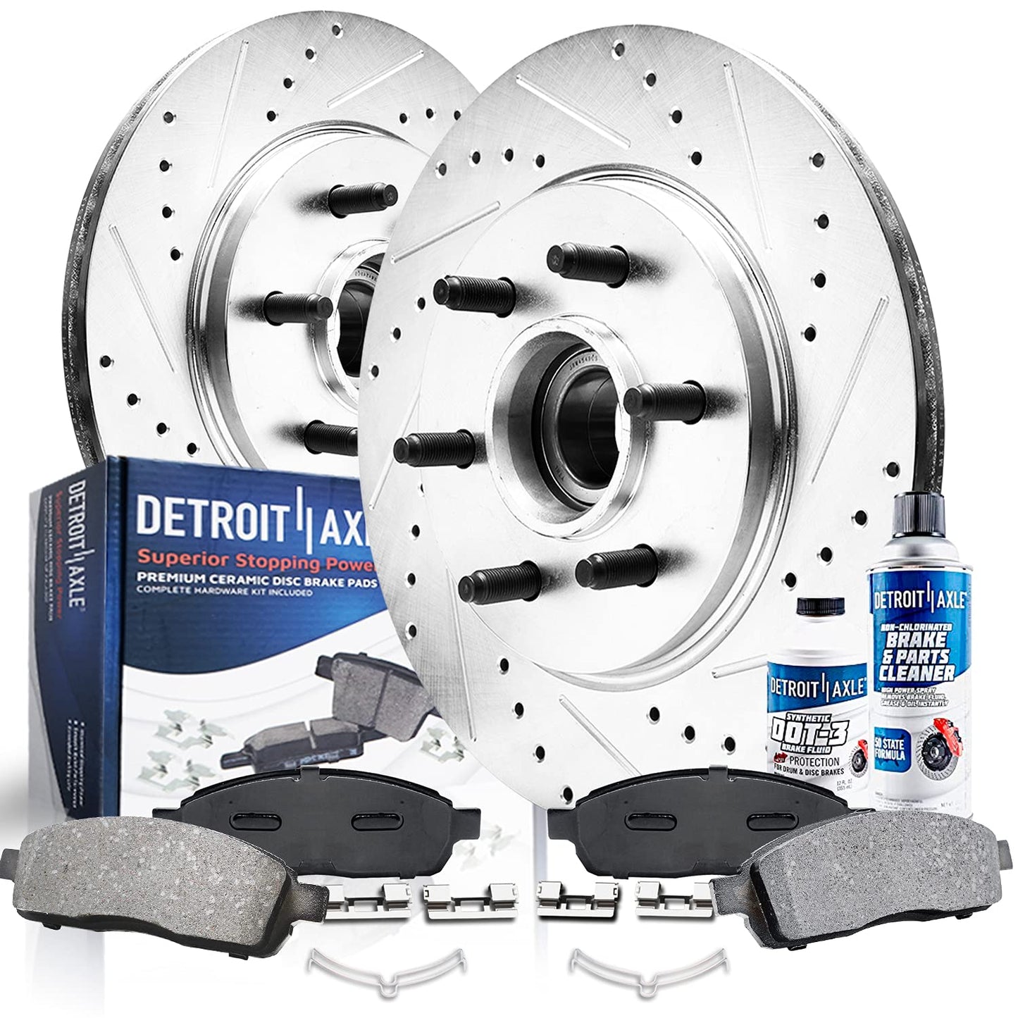 Detroit Axle - Rear Brake Kit for 1999-2006 Chevy GMC Sierra Silverado 1500, 00-01 Tahoe Yukon, 03-05 Astro Safari Replacement Drilled Slotted Disc Brake Rotors Ceramic Brakes Pads: 12.78" inch Rotor
