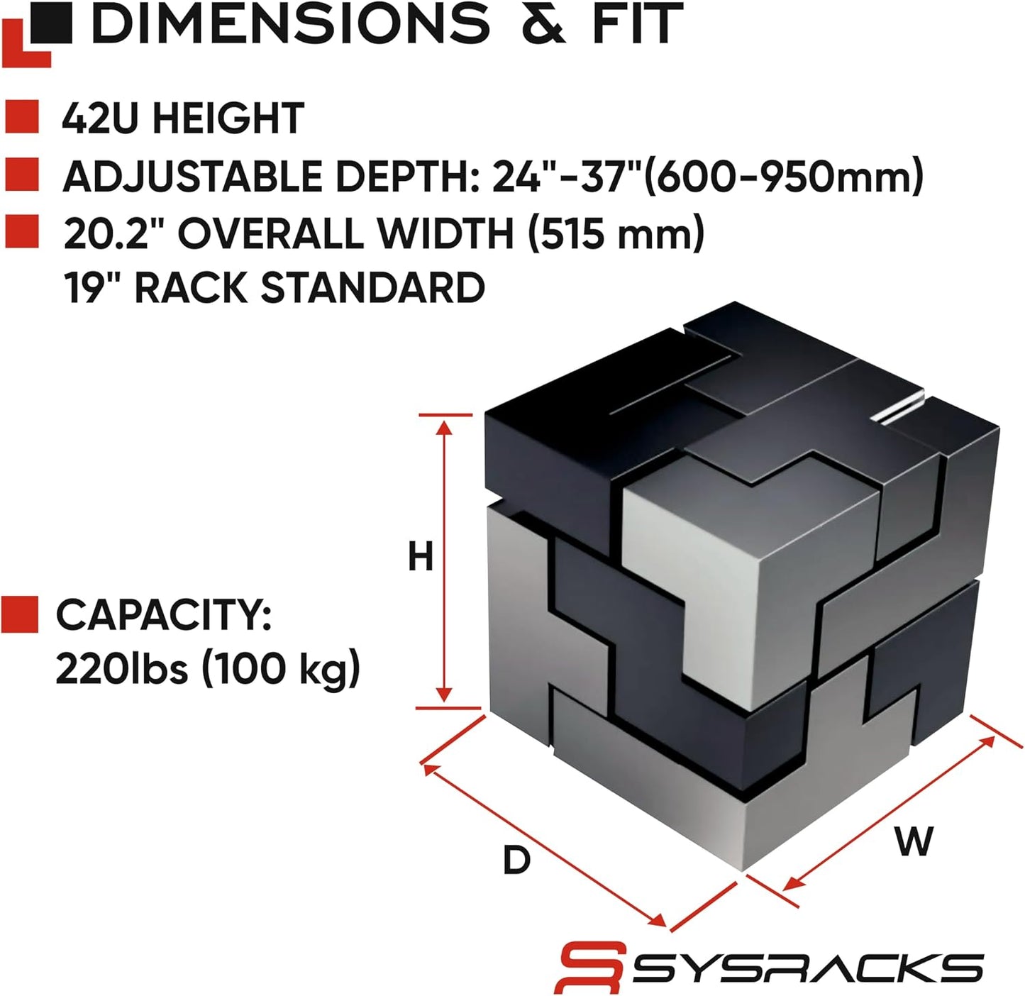 42U 4-Post Open Frame Server Rack – Adjustable Depth 24"–37", 19" Network Equipment Rack with Square Mounting Holes, Floor Standing Steel Rack for IT, AV & Telecom