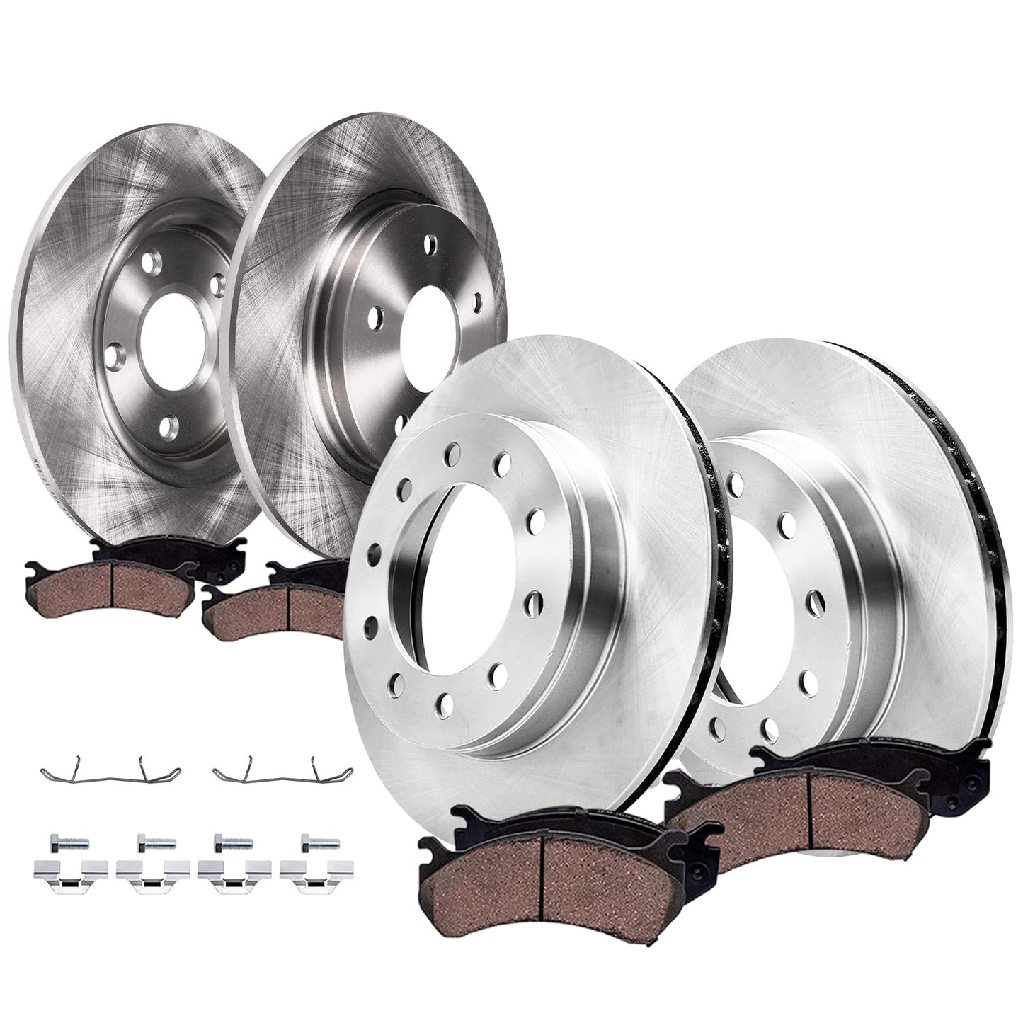Detroit Axle - 2.4L Front & Rear Brake Kit for 2003-2007 Honda Accord | 11.10'' inch Front and 10.24'' inch Rear Disc Brake Rotors and Ceramic Brakes Pads 2004 2005 2006 Replacement