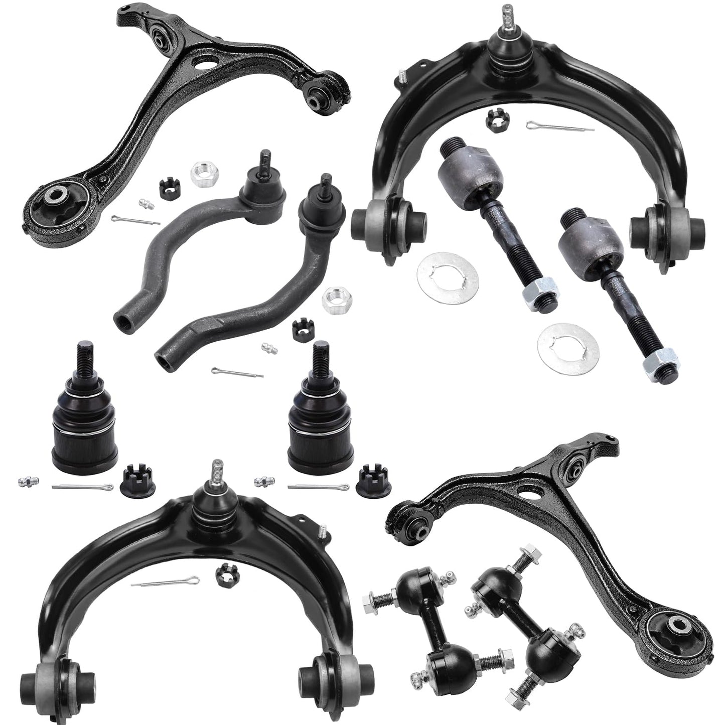 Detroit Axle - 12pc Front End Kit for 07-13 Chevy Silverado 1500 GMC Sierra | Suburban Yukon XL 1500 Tahoe Escalade ESV EXT, 2 Upper Control Arms 2 Sway Bars 4 Tie Rods 2 Lower Ball Joints 2 Boots
