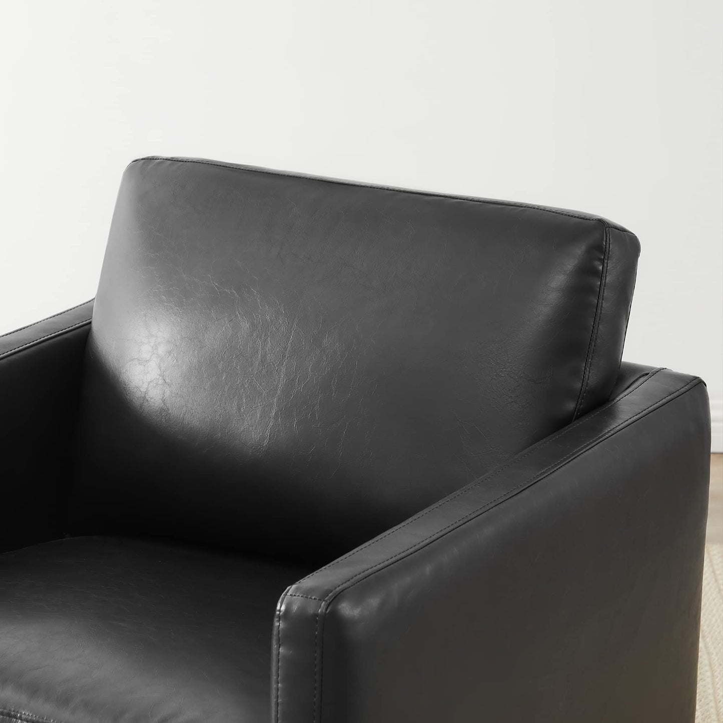 CHITA Genuine Leather Swivel Accent Chair, FSC Certified Mid Century Modern Arm Chair for Living Room and Bedroom, Fully Assembled, Saddle