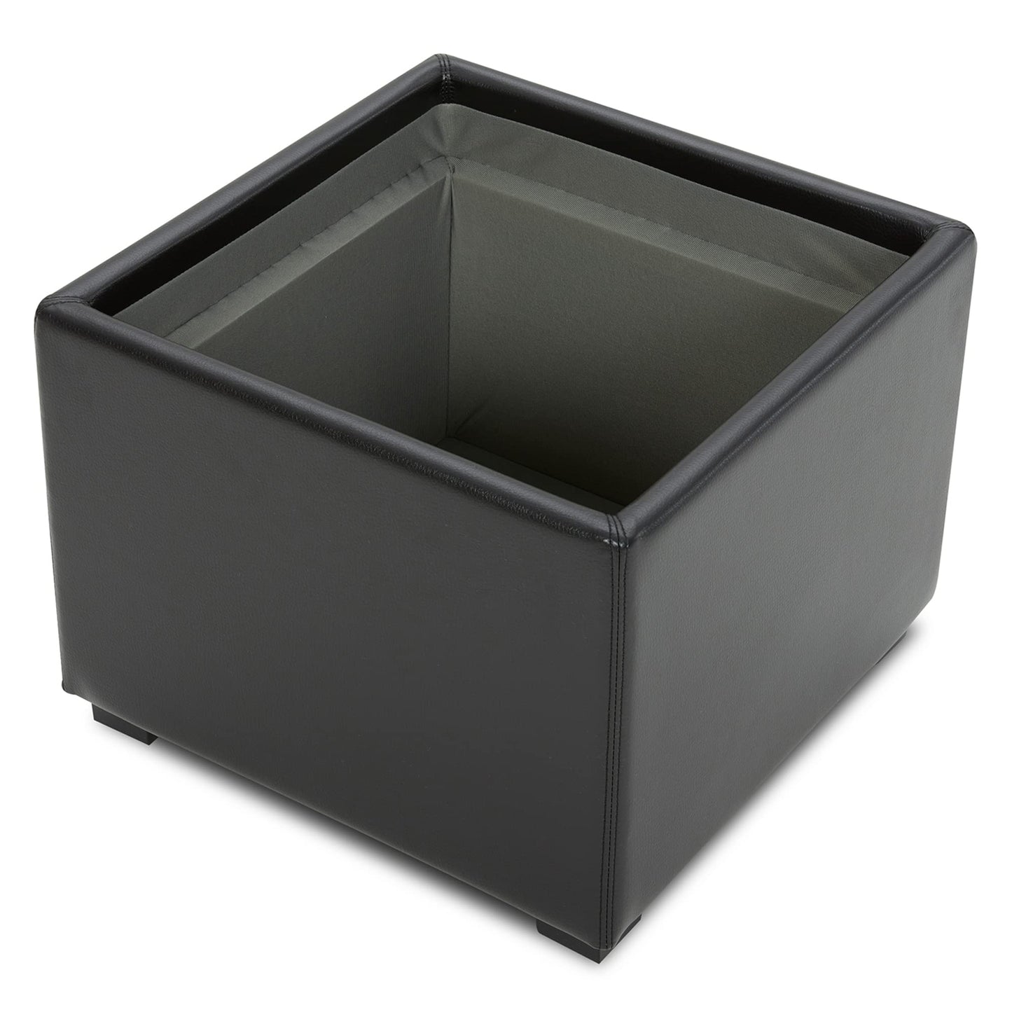 CHITA Storage Ottoman Cube with Tray Lid, Small Footstool with Storage, Square End Table for Living Room and Bedroom, Faux Leather in Saddle Brown