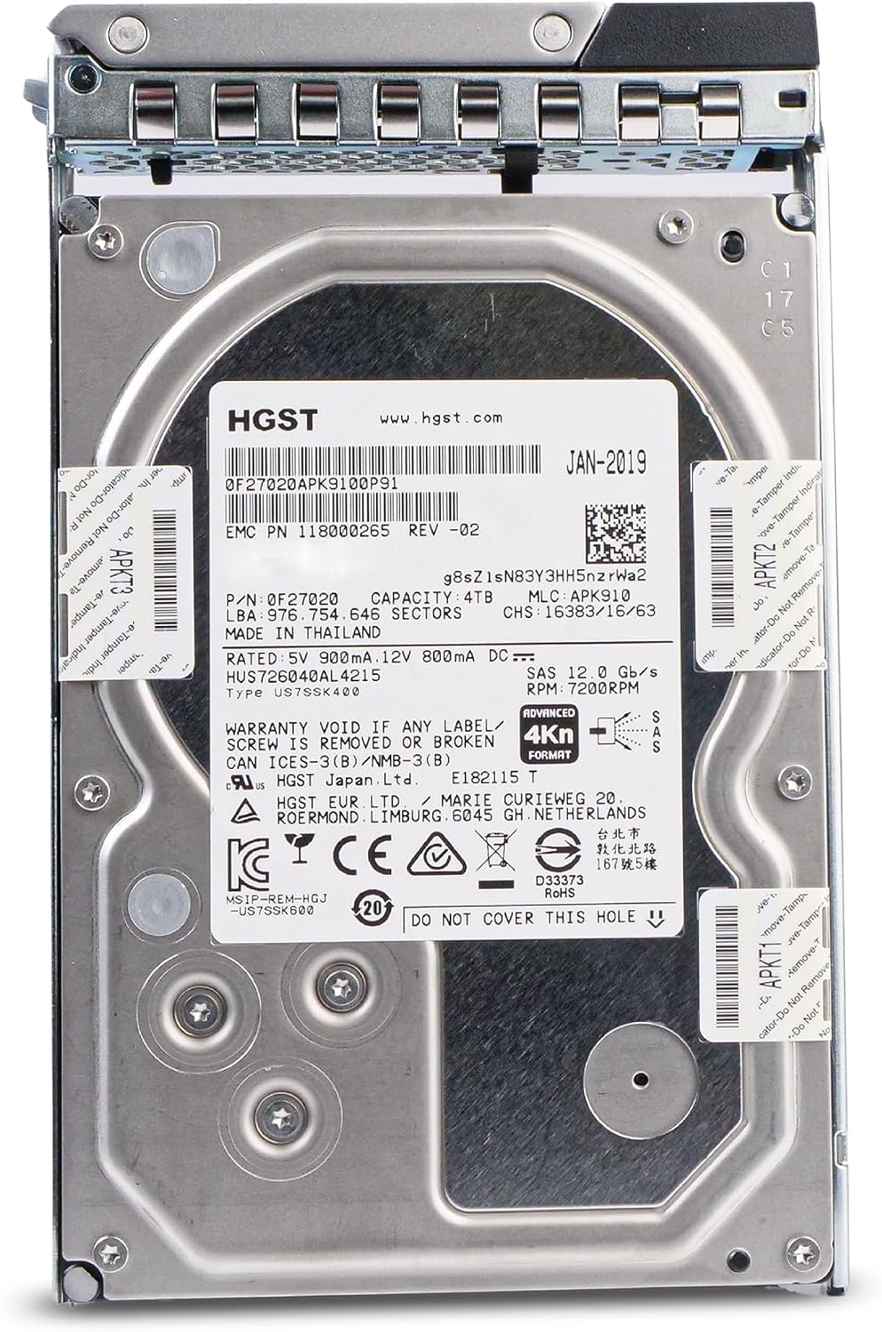 Dell 4TB 7200 RPM SAS 12Gb/s 4Kn 3.5in Enterprise PowerEdge Hard Drive for R440 R750 R450 T150 R470 T560 T40 R250 R740 R640 T550 T350 R540 R840 ME4024 R650XS 00F9W8 G16 (Renewed)
