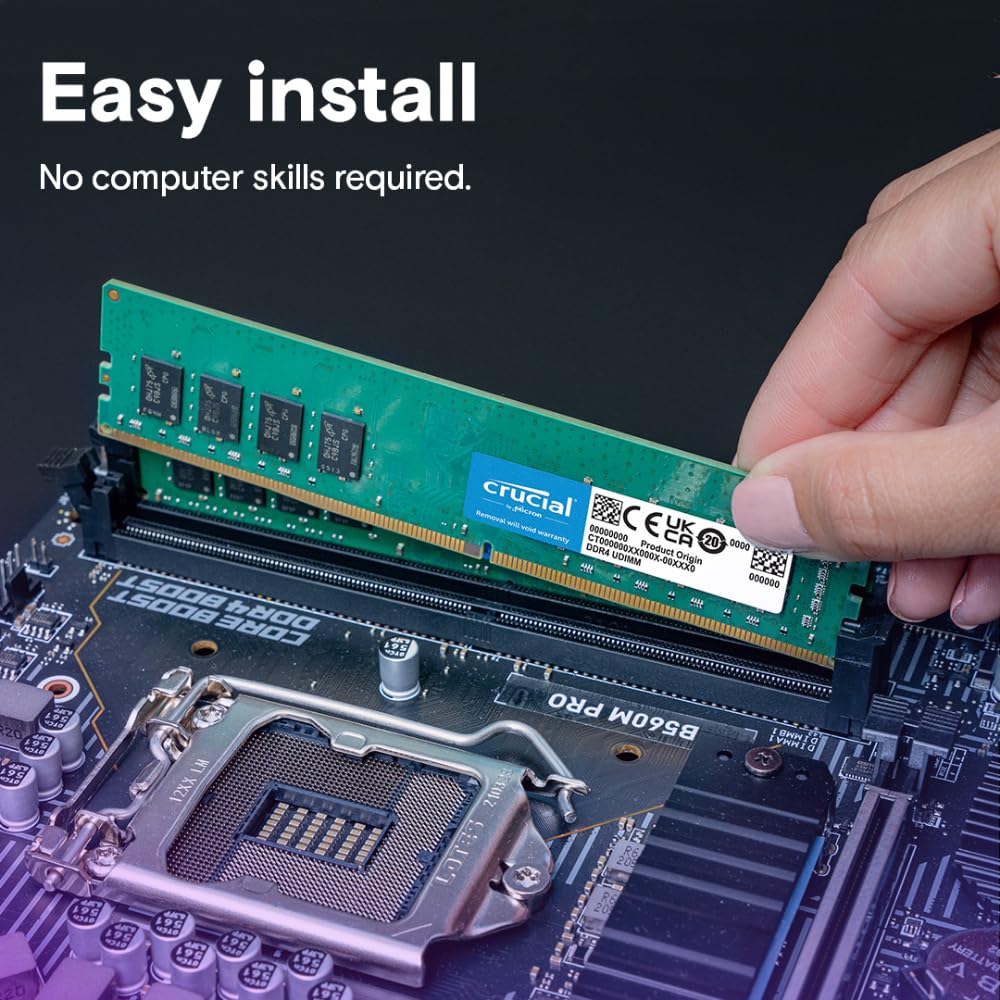 Crucial 32GB DDR4 RAM Kit (2x16GB), 3200MHz (PC4-25600) CL22 Desktop Memory, UDIMM 288-Pin, Downclockable to 2933/2666MHz, Compatible with Intel and AMD Ryzen - CT2K16G4DFRA32A