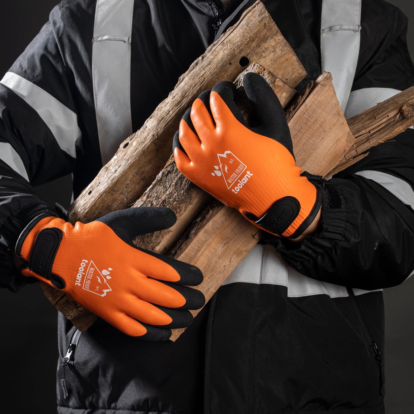 toolant 100% Waterproof Gloves for Men and Women, Winter Work Gloves for Cold Weather, Touchsreen, Thermal Gloves for Freezer Work, Fishing and Gardening, With Grip, Grey, X-Large