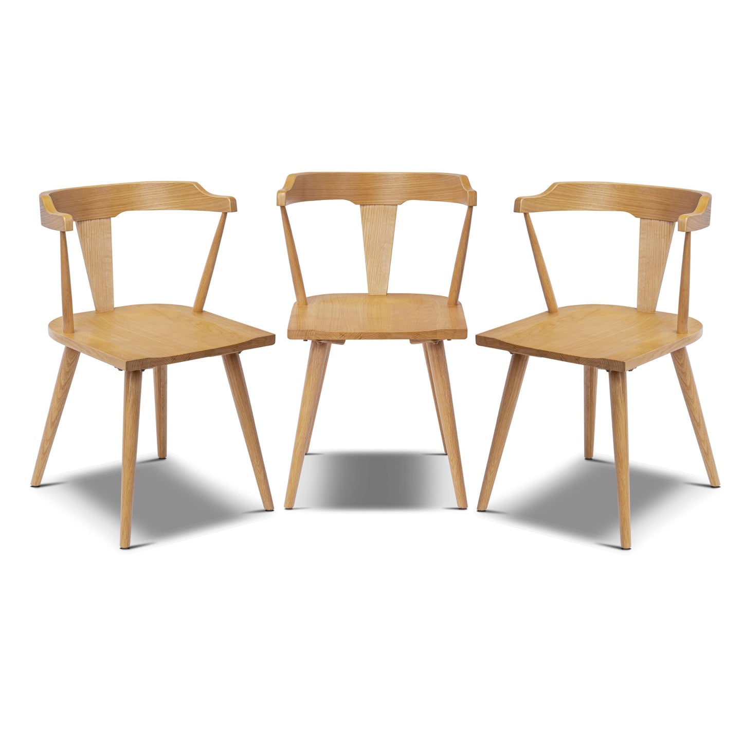 POLY & BARK Mid Century Modern Enzo Black Dining Chair – Solid Oak Wood Splat Back Chair, 18" Seat Height, 32" Tall – Stylish MCM Kitchen & Dining Room Chair