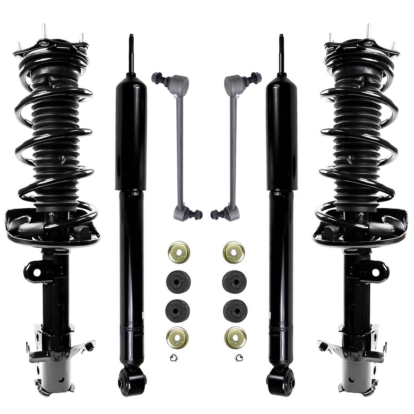 Detroit Axle - 6pc Struts Shocks Kit for 2014-2018 Chevy Silverado 1500 GMC Sierra 1500, 2 Front Struts w/Coil Springs 2 Sway Bars 2 Rear Shock Absorbers 2015 2016 2017 Replacement Suspension