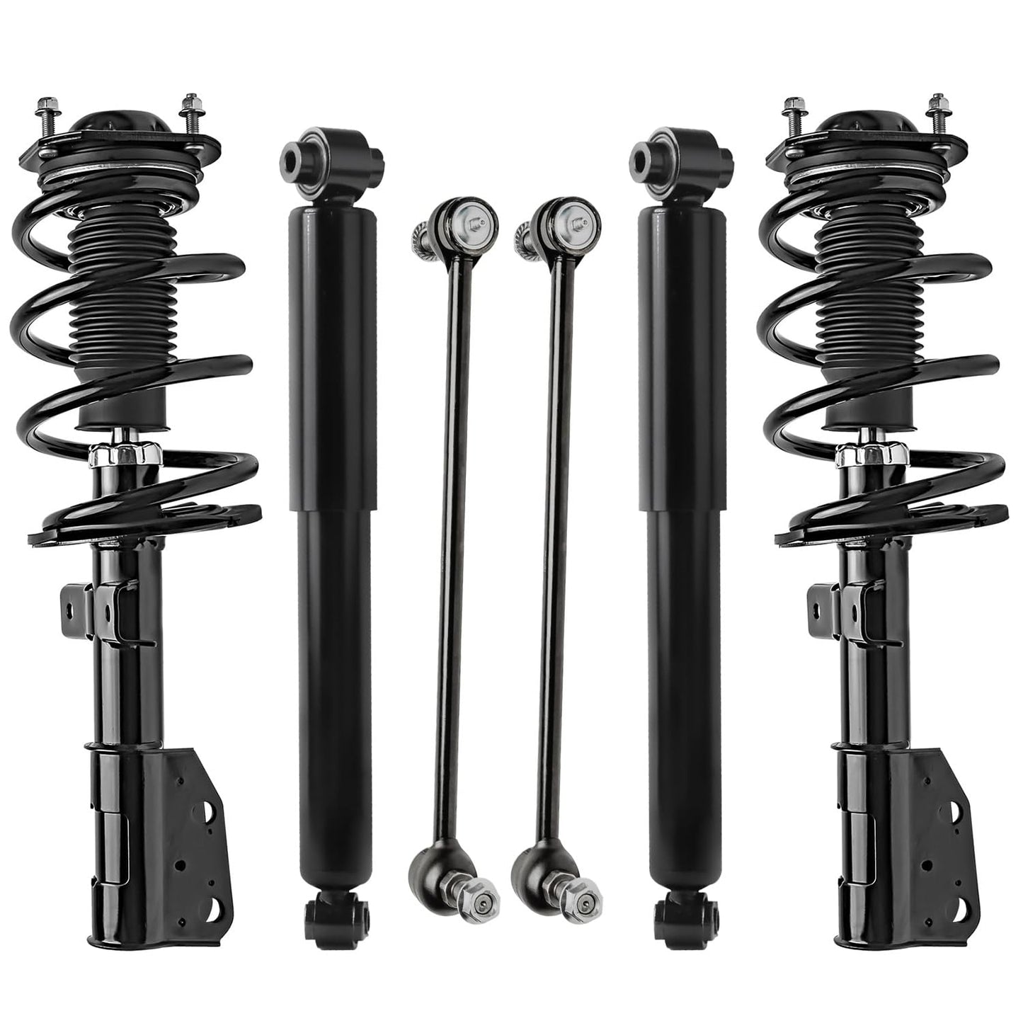 Detroit Axle - 6pc Struts Shocks Kit for 2014-2018 Chevy Silverado 1500 GMC Sierra 1500, 2 Front Struts w/Coil Springs 2 Sway Bars 2 Rear Shock Absorbers 2015 2016 2017 Replacement Suspension