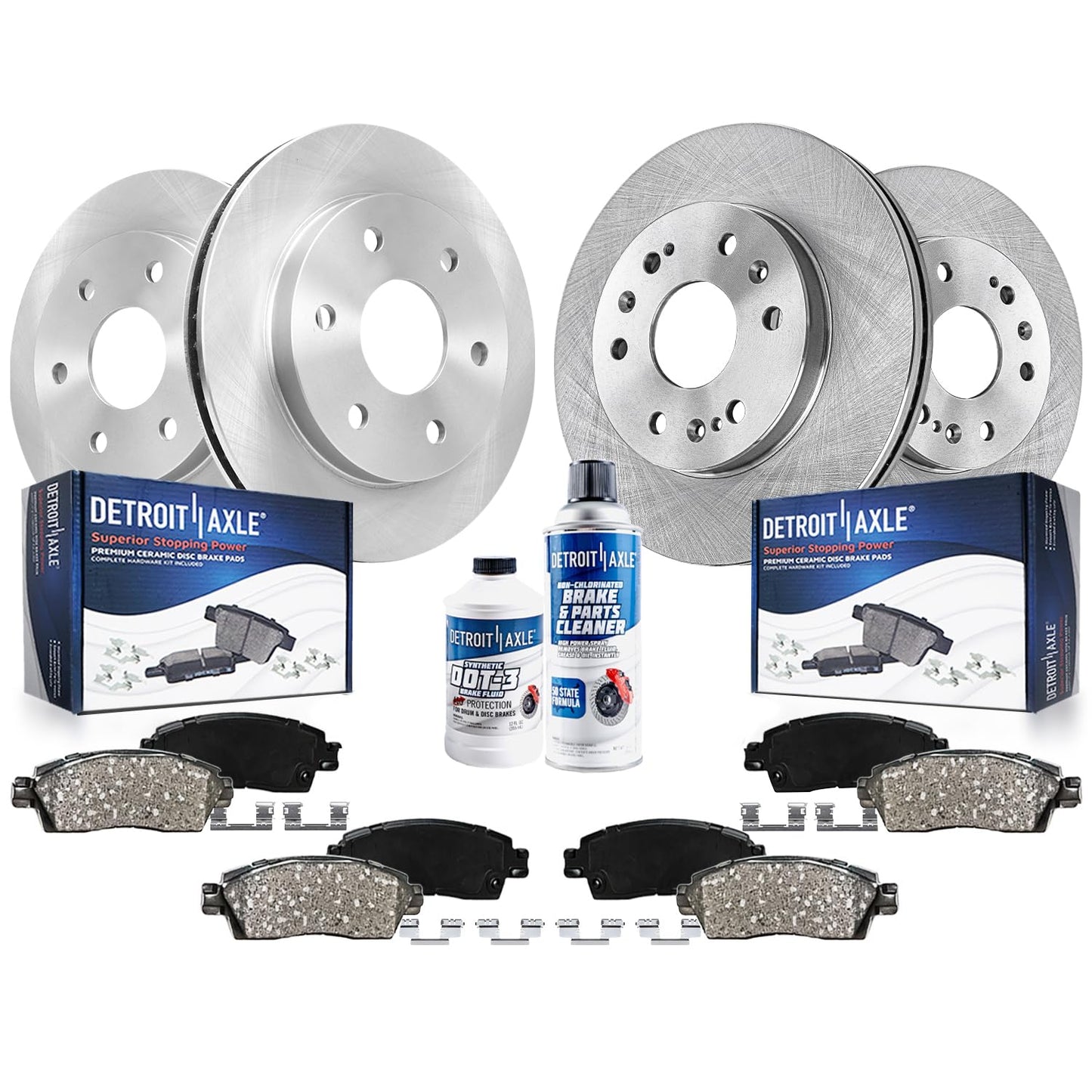Detroit Axle - Brake Kit for Nissan Pathfinder Murano INFINITI QX60 X35, Disc Rotors Ceramic Pads 2013-2021 Replacement: 12.60" Front and 12.13" Rear Rotor
