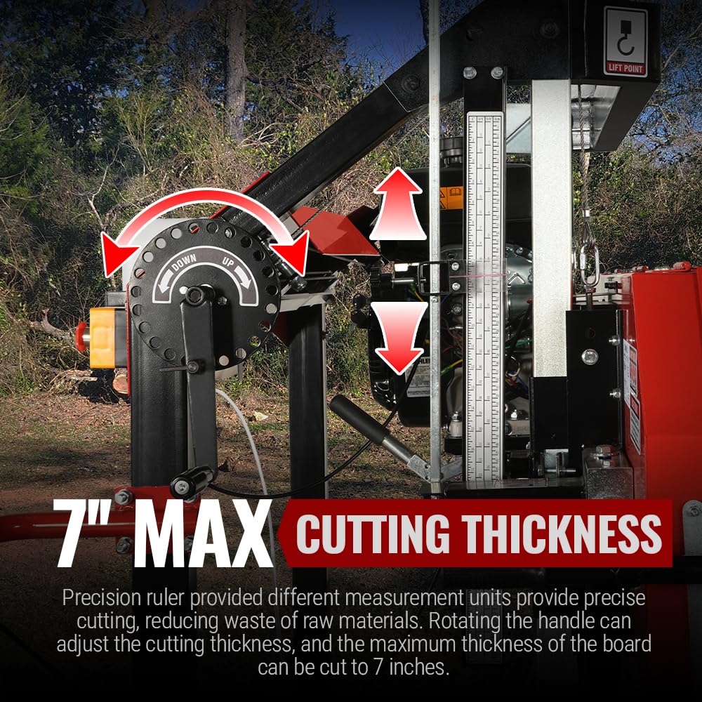 MechMaxx 32" Portable Sawmill, ZONSEN 459cc 15HP E-Start Gasoline Engine, 26.5" Board Width, 13' Track Length, Model SM-32