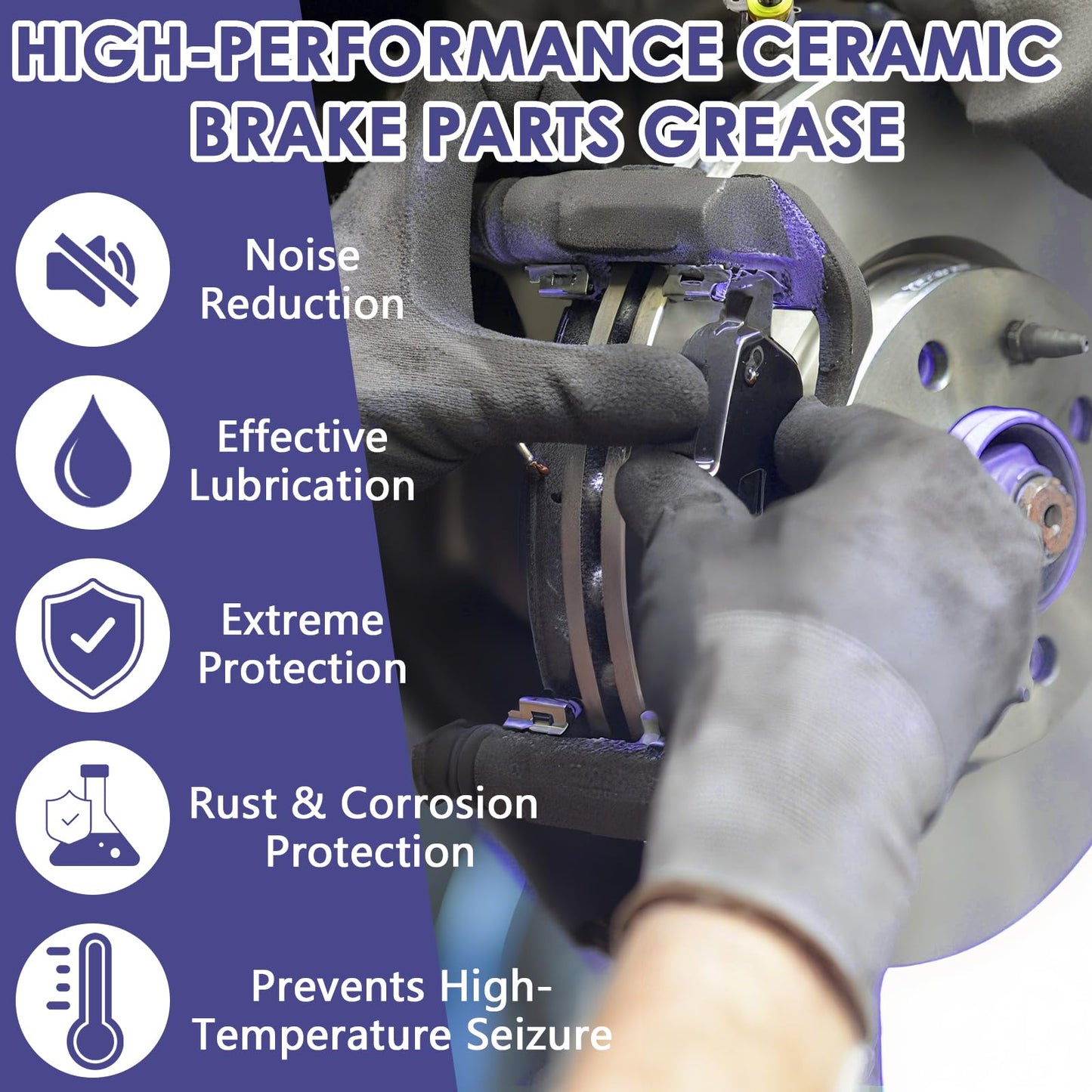 ZDBB Brake Silicone Grease Brake Caliper Guide Pin Lubricant High Temperature Caliper & Pad Lube, Waterproof, Safe for Rubber O-Rings Automotive Grease for Quiet & Smooth Braking 1oz (1-Pack)