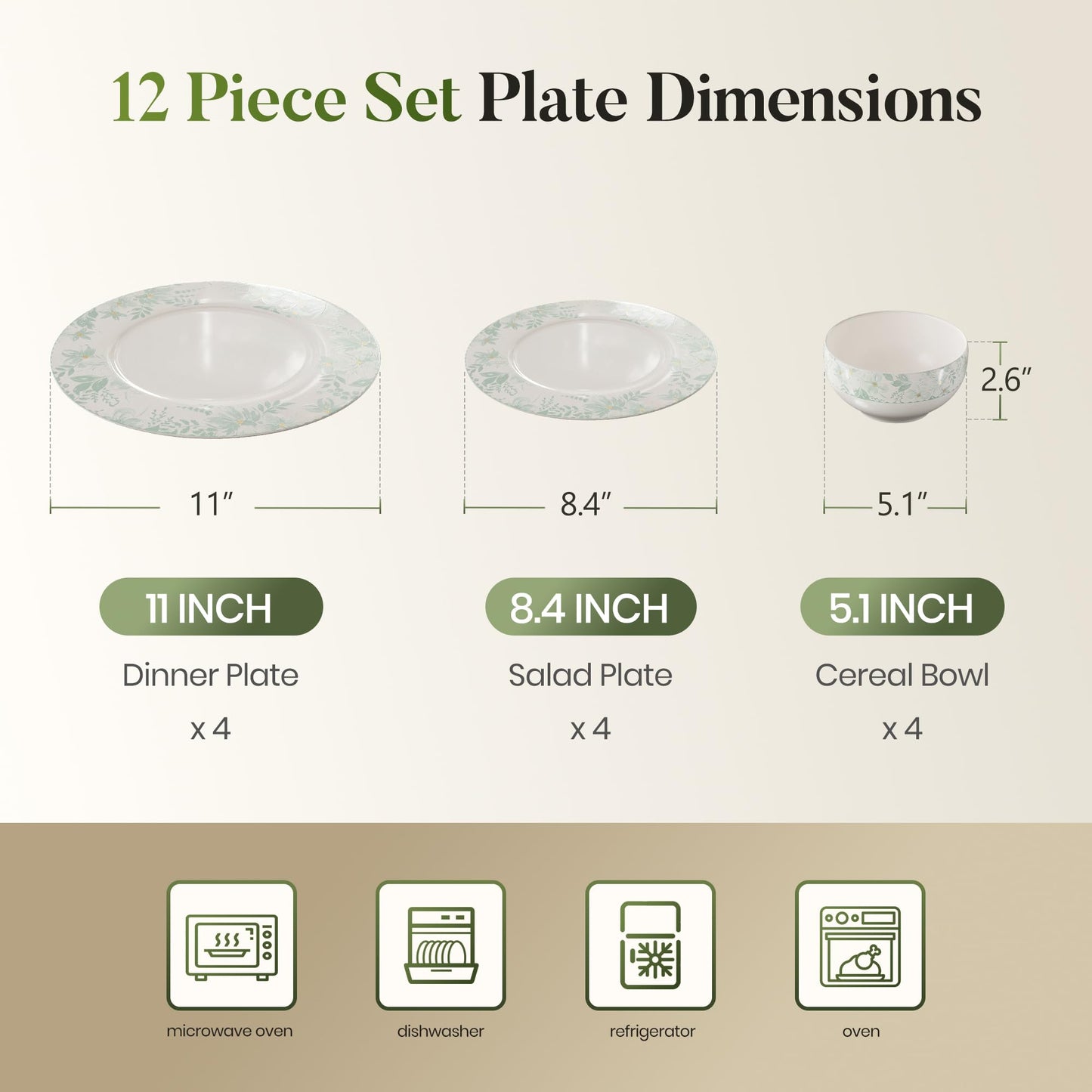 Kitchen Academy Bone China Dinnerware Set Service for 4, 12-Pieces Porcelain Lightweight Plates and Bowls Sets, Scratch Resistant kitchen Dish Set, Wedding & Housewarming Gift, White