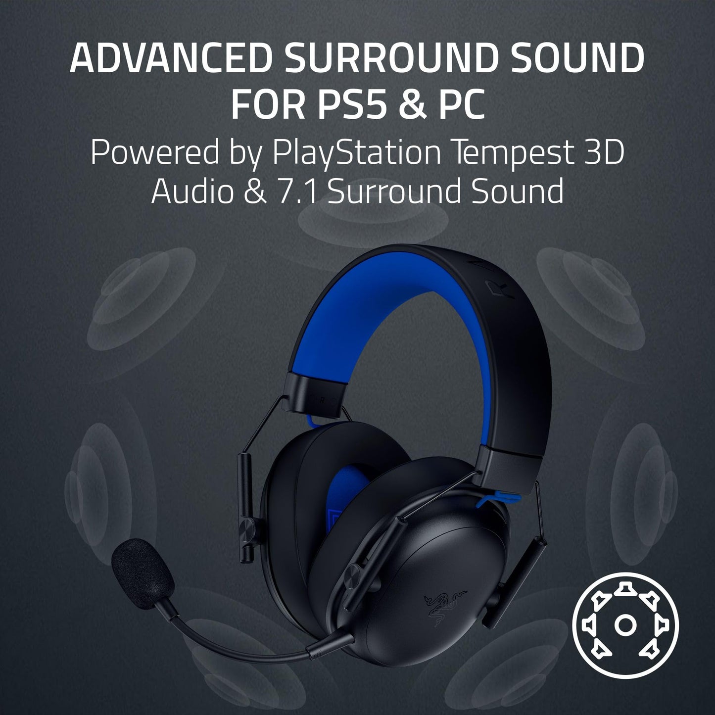 Razer BlackShark V3 X HyperSpeed Wireless Gaming Headset for PC: 50mm Drivers - Cardioid Mic - 2.4 GHz, Bluetooth, USB - Works with Mac, PS5, Nintendo Switch, Smartphone - 70 Hr Battery - Black