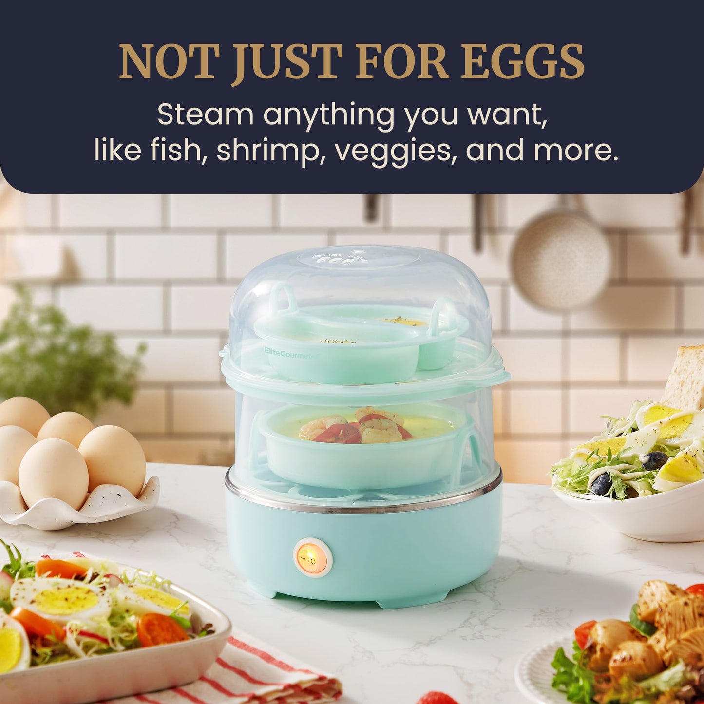 Elite Gourmet EGC115B Easy Egg Cooker Electric 7-Egg Capacity, Soft, Medium, Hard-Boiled Egg Cooker with Auto Shut-Off, Measuring Cup Included, BPA Free, Classic Black