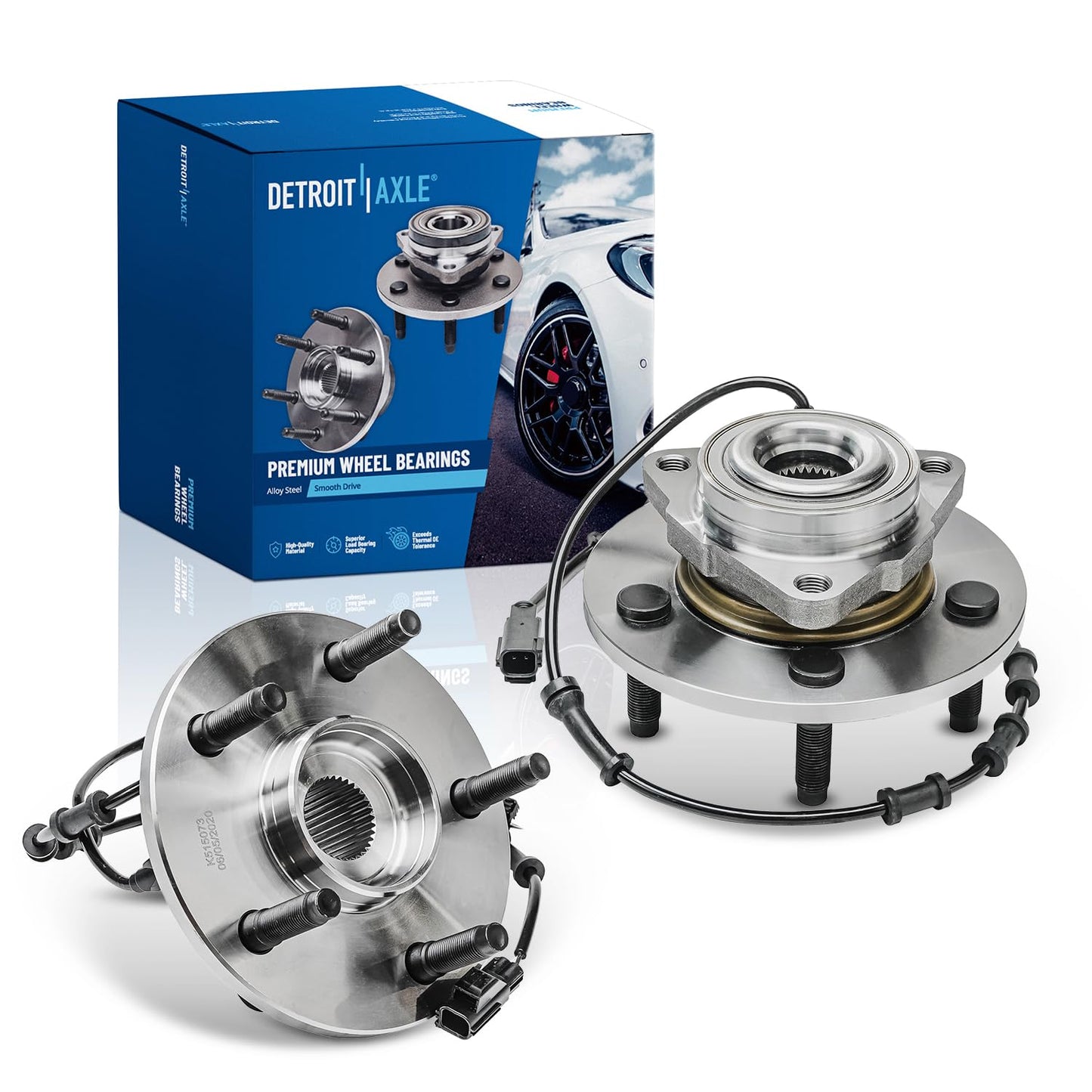 Detroit Axle - Pair 2WD Front Wheel Bearing Hub Assembly for 99-06 Chevy Silverado Sierra 1500, 00-06 Suburban 1500 Tahoe Yukon GMC Yukon XL 1500, 02-06 Cadillac Escalade 6 Lugs [with ABS]