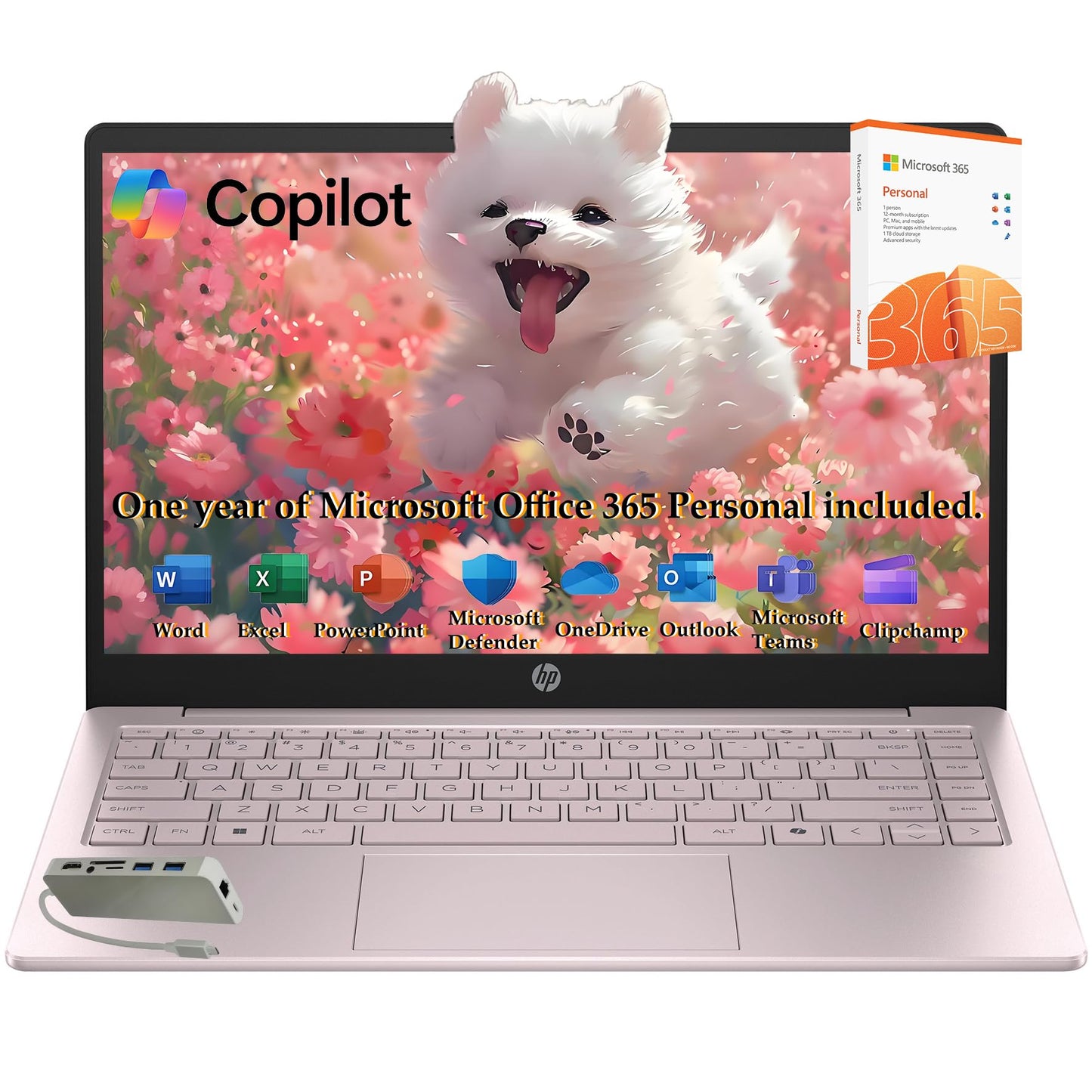 HP Laptop 2026 Edition with Copilot AI, 32GB RAM, 1TB SSD + 128GB UFS, Intel Processor, Long Battery Life, Lightweight, 1 Year Office 365, Windows 11 Home S for Students & Office, Type-C HUB, Pink
