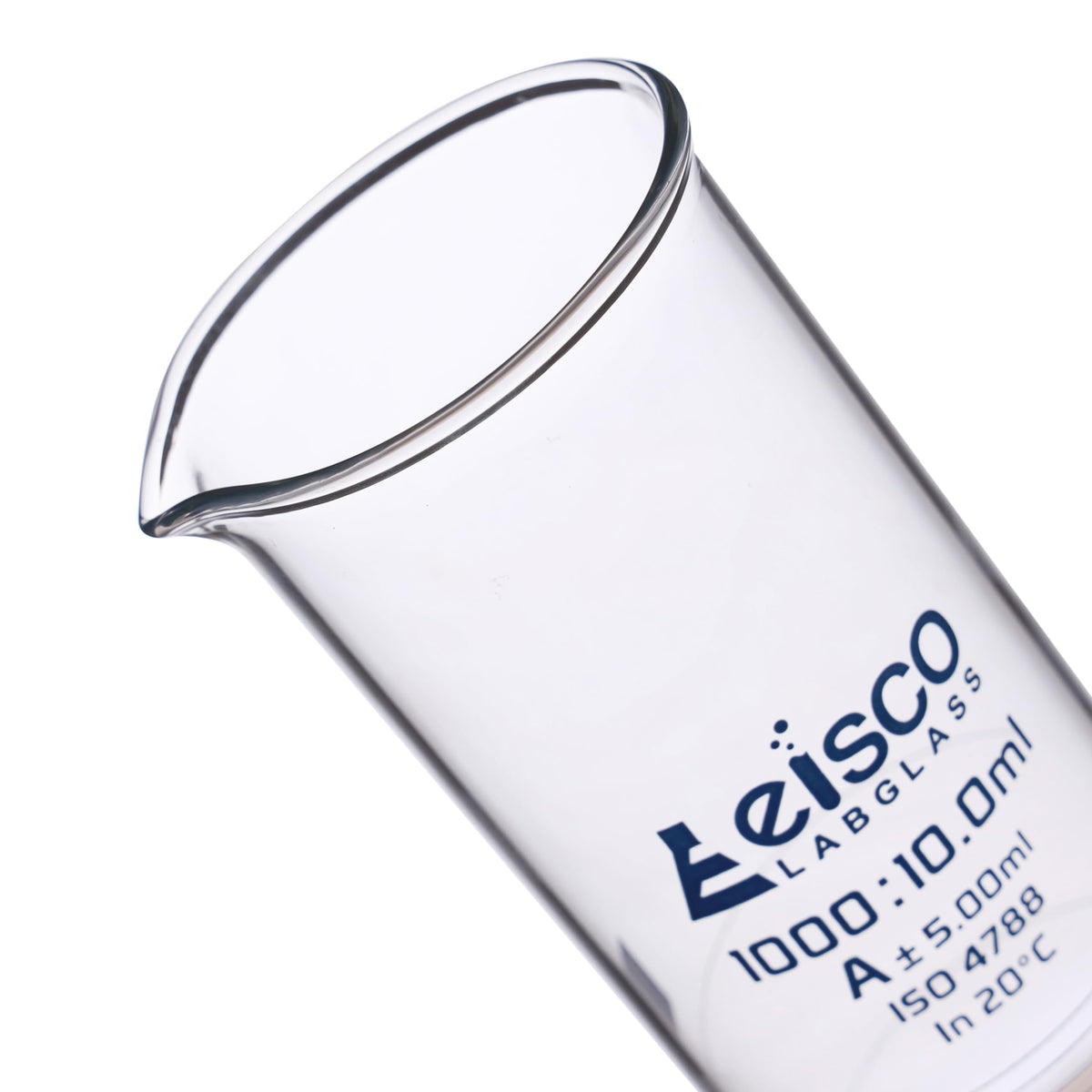 Graduated Cylinder, 100ml - Class A Tolerance ±0.50ml - Round Base - Blue Graduations - Borosilicate 3.3 Glass - Eisco Labs