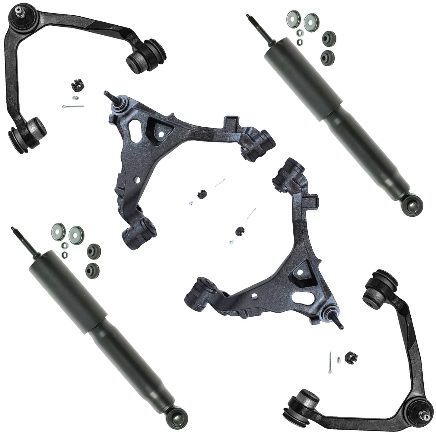 Detroit Axle - Front and Rear Shock Absorbers for 2007-2017 Jeep Wrangler, 2018 Wrangler JK 4 Complete Shock Absorber Assembly 2008 2009 2010 2011 2012 2013 2014 2015 2016 Replacement
