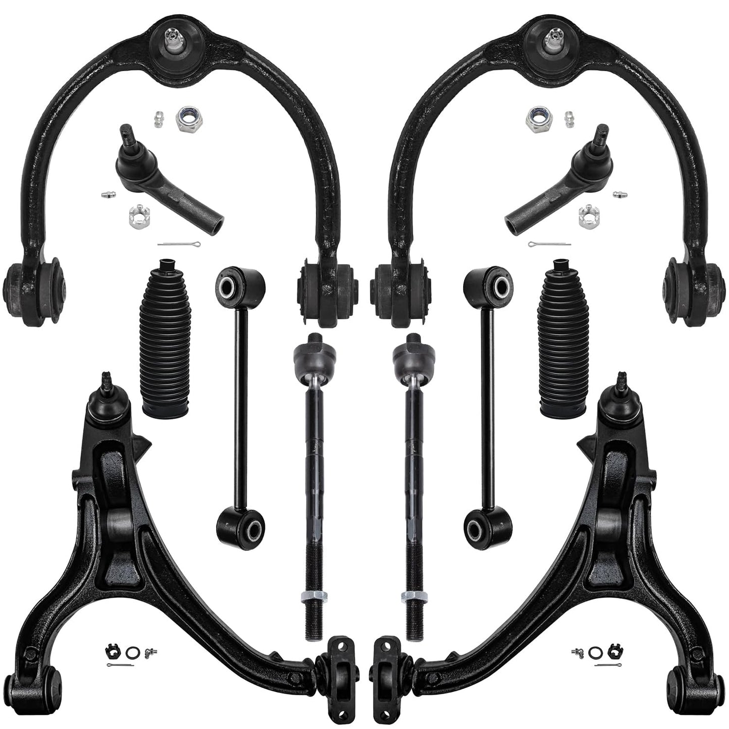 Detroit Axle - 12pc Front End Kit for 07-13 Chevy Silverado 1500 GMC Sierra | Suburban Yukon XL 1500 Tahoe Escalade ESV EXT, 2 Upper Control Arms 2 Sway Bars 4 Tie Rods 2 Lower Ball Joints 2 Boots