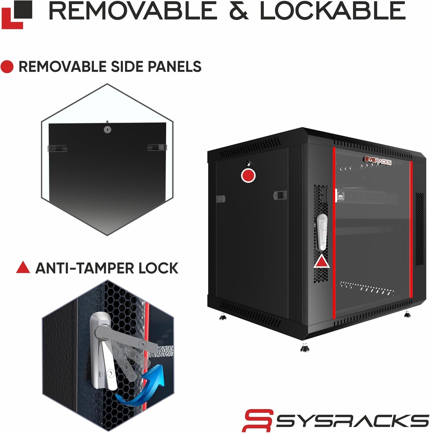 9U Wall Mount Server Rack Cabinet, 19” Locking Network Rack, 24” Deep, Glass Door, with Fan, PDU and Shelf
