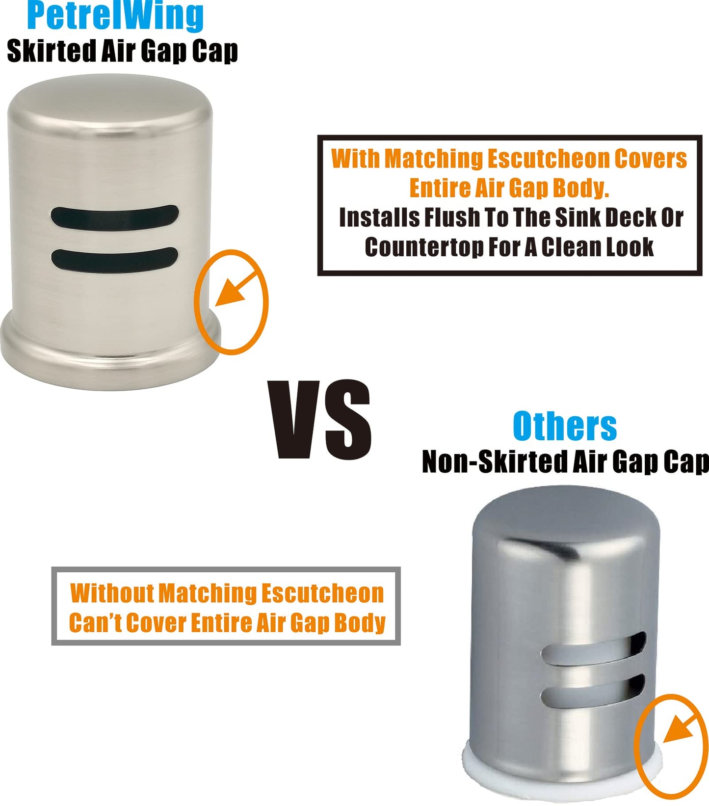 Dishwasher Air Gap Cover Black only, Skirted, Replacement Black air gap dishwasher,Solid Brass,Matte Black Finish
