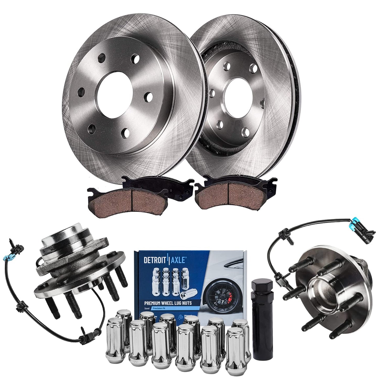 Detroit Axle - Brake Kit for 14-20 Nissan Rogue, 17-22 Rogue Sport, Front and Rear Disc Brake Rotors Ceramic Brake Pads 2018 2019 Replacement
