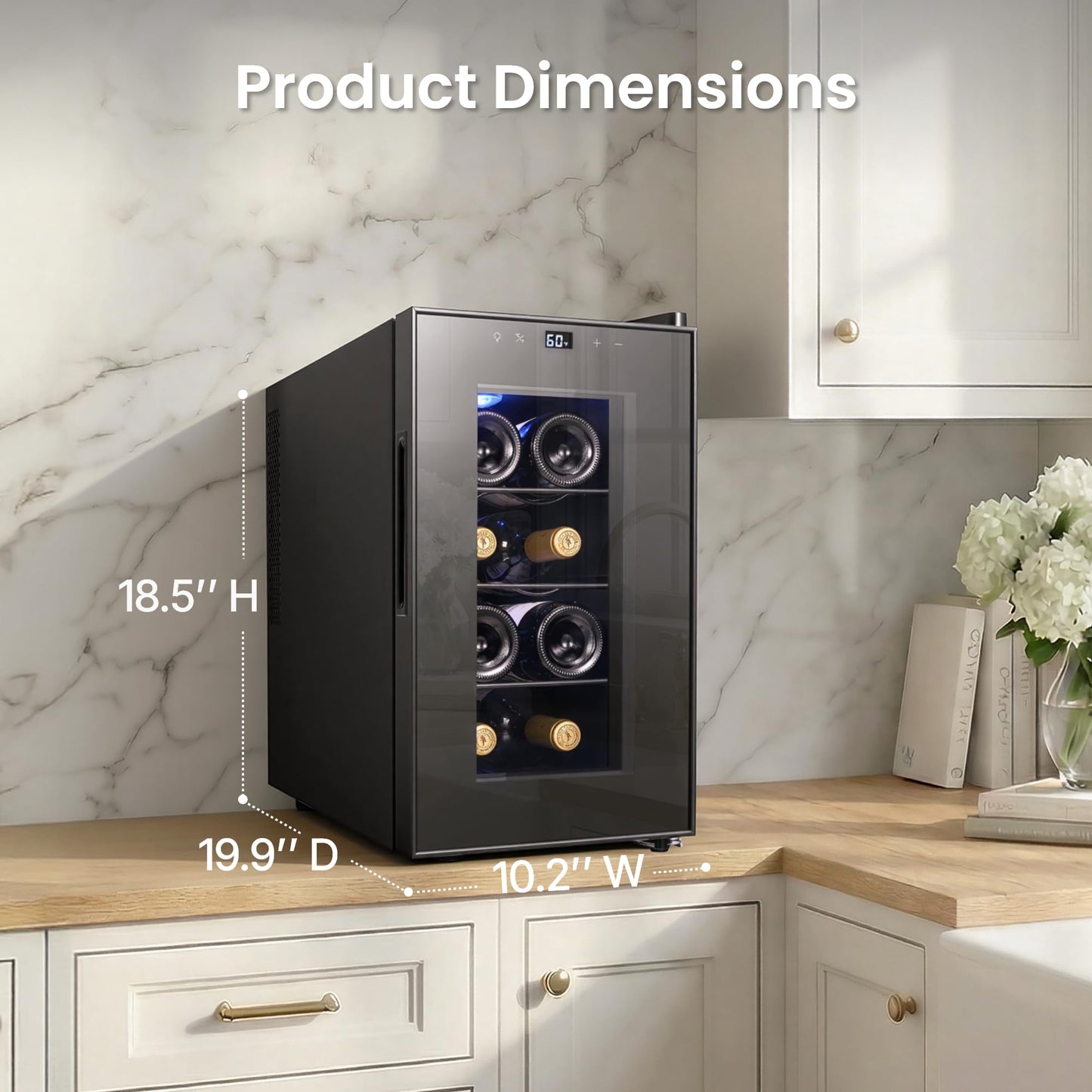 Yeego 12 Bottles Wine Fridge - 40-65℉ Wine Refrigerator with Thermoelectric Energy Cooling & 38dB Quiet, Countertop Wine Cooler with Glass Door for Apartment Office RVs, 33L(1.17 cu.ft)