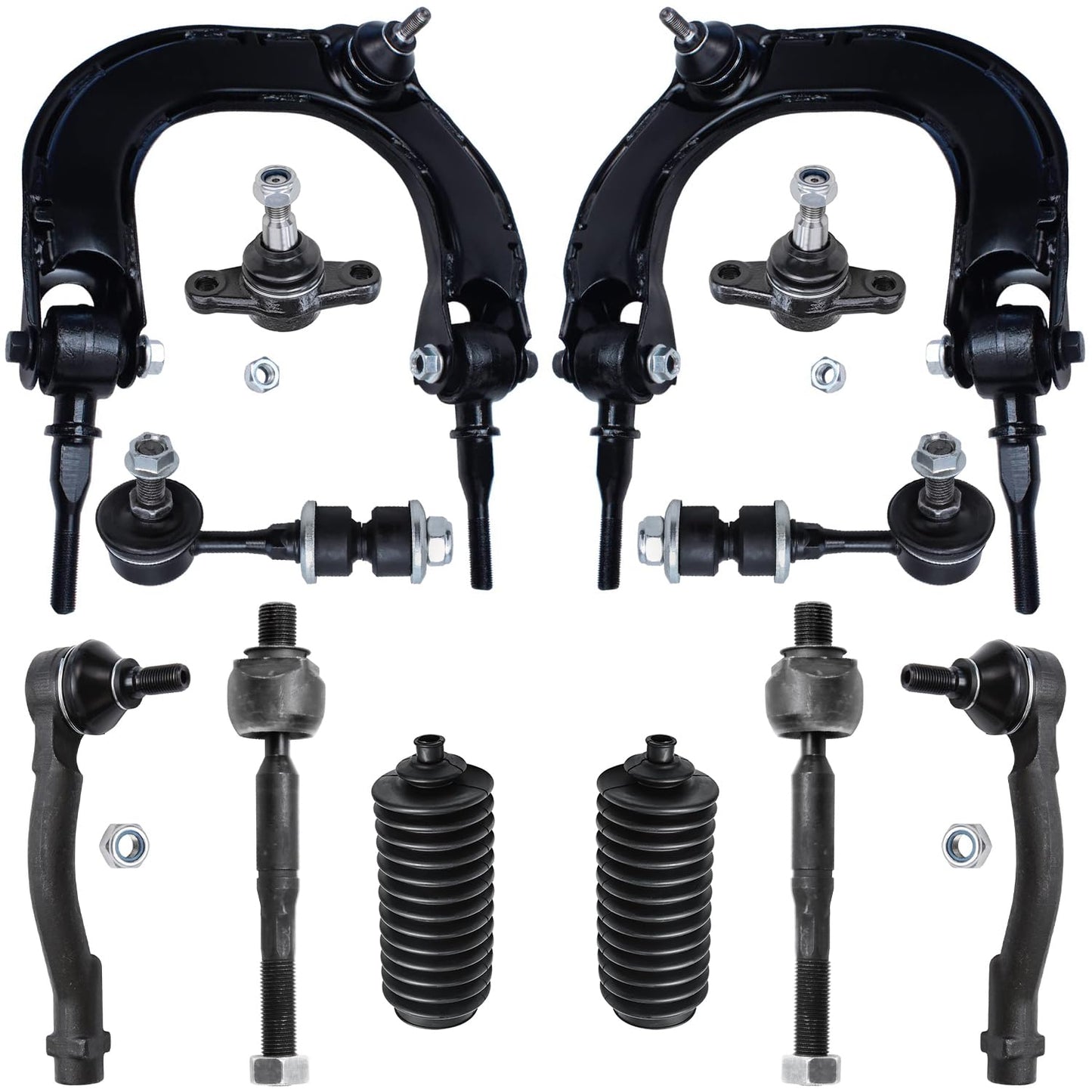Detroit Axle - 12pc Front End Kit for 07-13 Chevy Silverado 1500 GMC Sierra | Suburban Yukon XL 1500 Tahoe Escalade ESV EXT, 2 Upper Control Arms 2 Sway Bars 4 Tie Rods 2 Lower Ball Joints 2 Boots