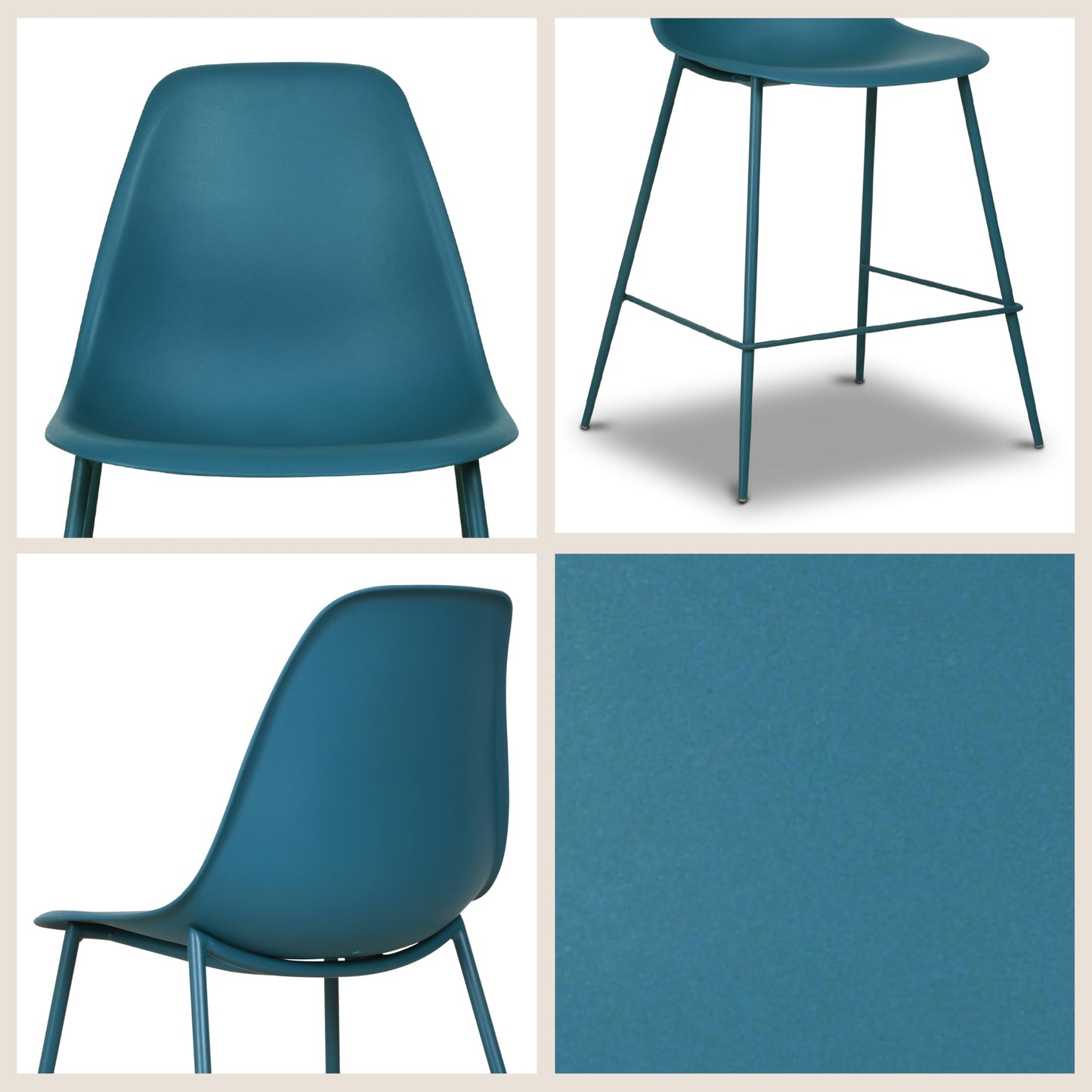 POLY & BARK Isla Modern Dining Chairs Set of 4 – Mid Century Modern Plastic Dining Chair with Metal Legs – Kitchen & Dining Room Chairs – Indoor/Outdoor – White