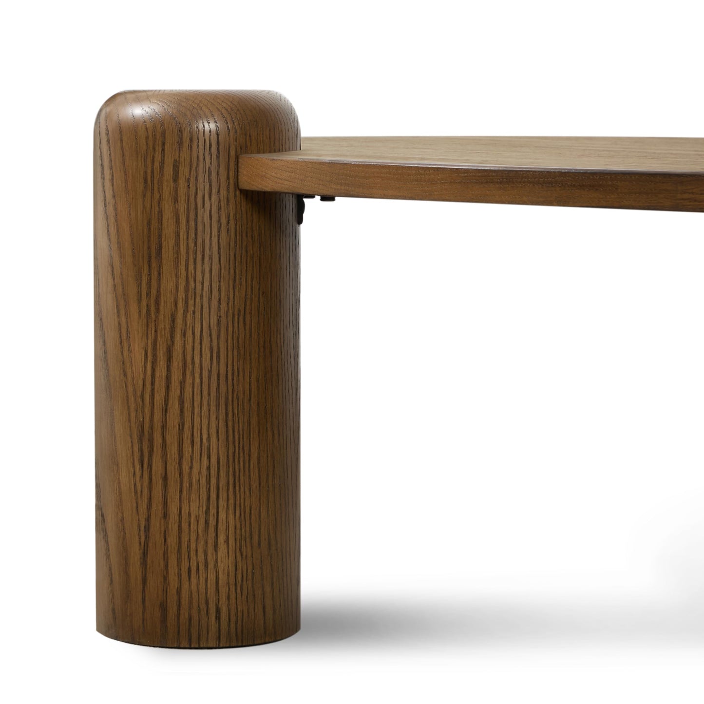 Poly & BARK Chordo 39.4 Inch Coffee Table in Tundra Brown Oak Grain Veneer with Curved Architectural Legs for Warm Modern Living Room Style and Everyday Function