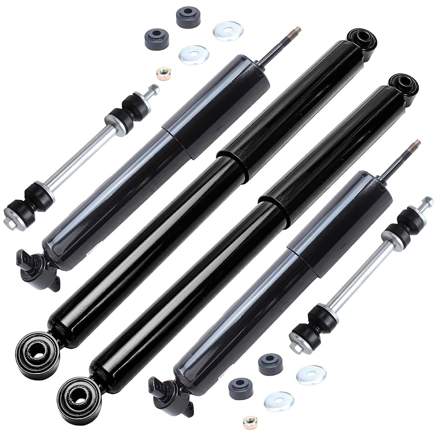 Detroit Axle - Front and Rear Shock Absorbers for 2007-2017 Jeep Wrangler, 2018 Wrangler JK 4 Complete Shock Absorber Assembly 2008 2009 2010 2011 2012 2013 2014 2015 2016 Replacement