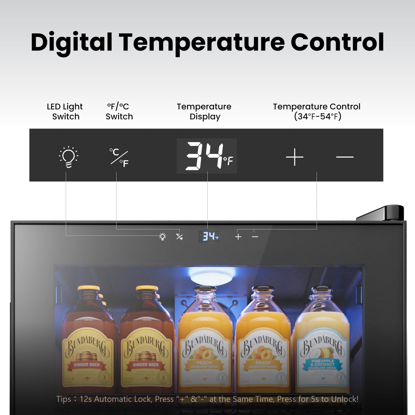 Yeego Beverage Refrigerator, 130 Can Mini Fridge with Glass Door, Adjustable Shelves, Digital Temperature Control 34°F-54°F, Drink Cooler for Soda, Beer and Wine, Freestanding or Under Counter, Black