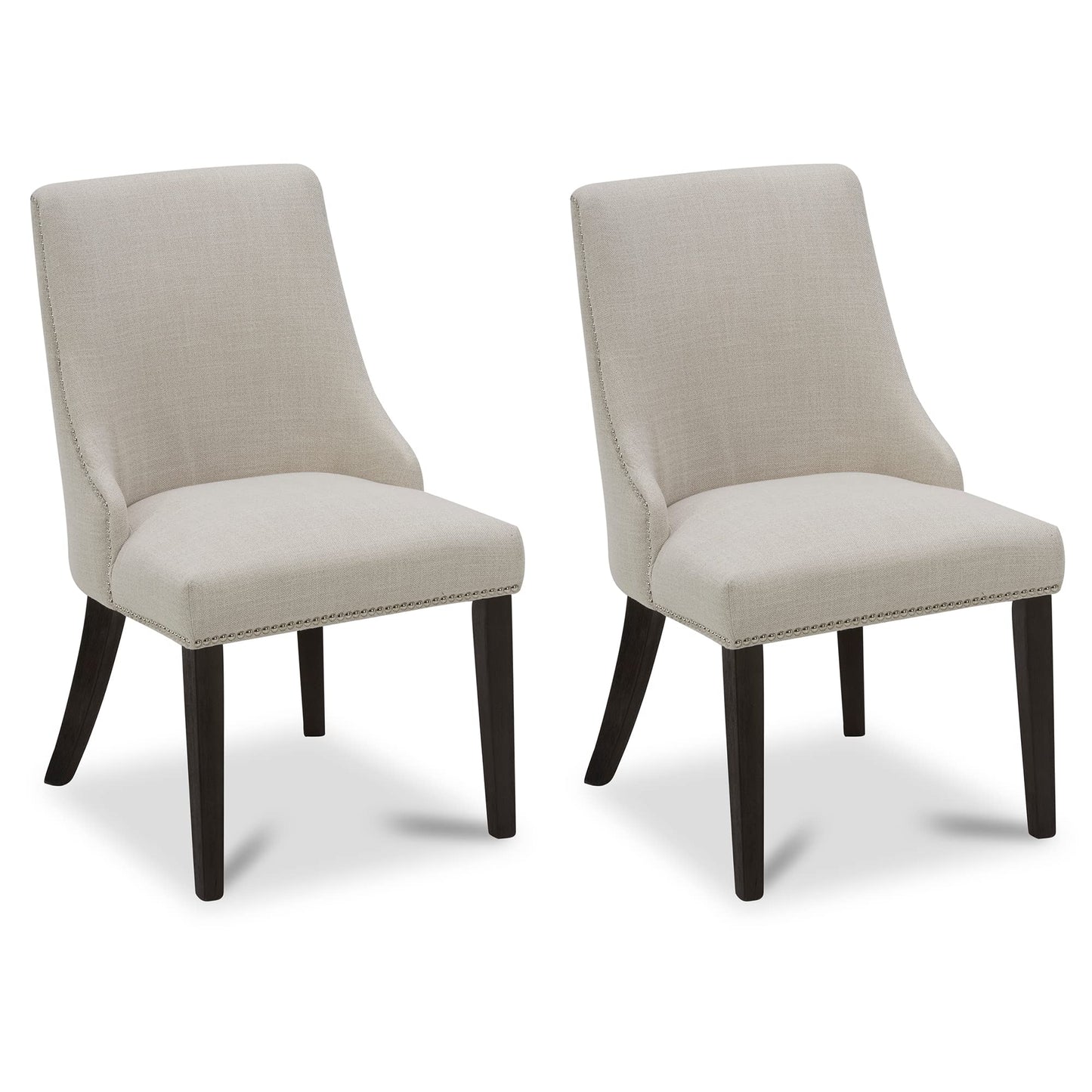 CHITA Modern High Back Dining Room Chairs Set of 2, Farmhouse Upholstered Dining Chairs, Fabric in Linen