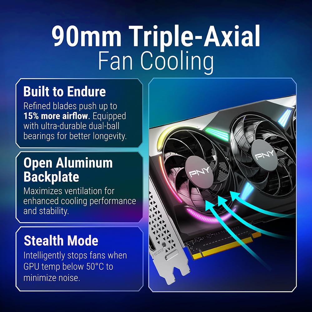 PNY NVIDIA GeForce RTX™ 5070 OC Triple Fan, Graphics Card (12GB GDDR7, 192-bit, Boost Speed: 2587 MHz, SFF-Ready, PCIe® 5.0, HDMI®/DP 2.1, 2.4-Slot, Blackwell Architecture, DLSS 4)
