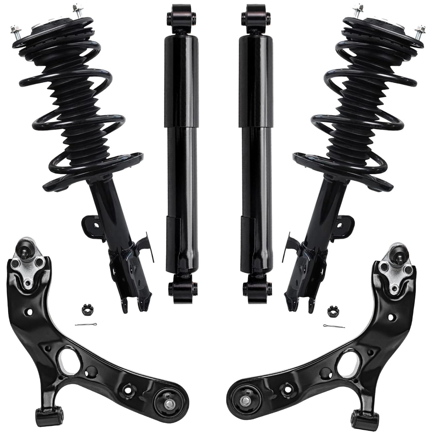 Detroit Axle - 6pc Struts Shocks Kit for 2014-2018 Chevy Silverado 1500 GMC Sierra 1500, 2 Front Struts w/Coil Springs 2 Sway Bars 2 Rear Shock Absorbers 2015 2016 2017 Replacement Suspension