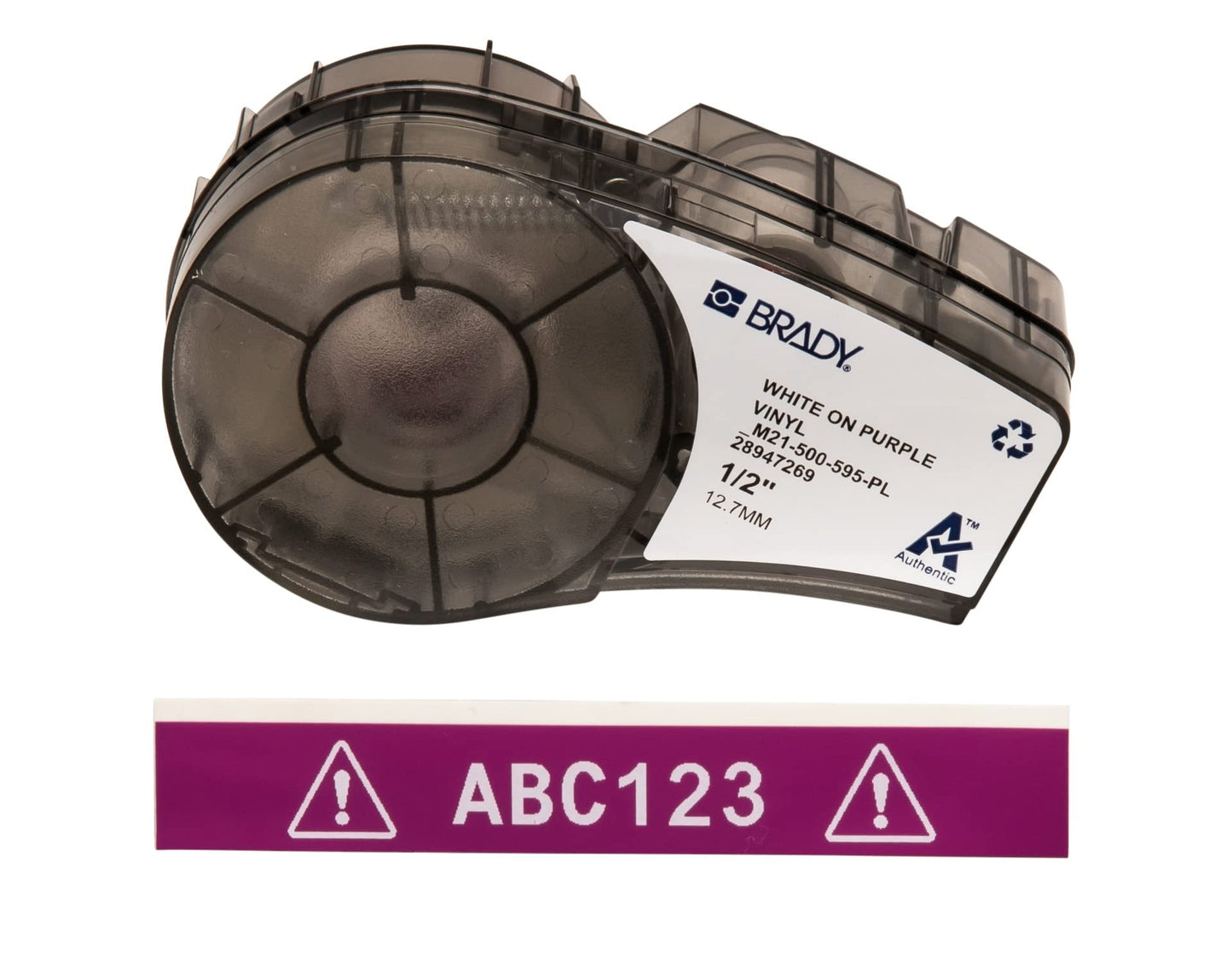 Brady Authentic (M21-750-595-WT) All-Weather Vinyl Label for Indoor/Outdoor ID, Lab and Equipment Labeling, Black on White- For M210, M210-LAB, M211, BMP21-PLUS and BMP21-LAB Printers, .75" W 21' L