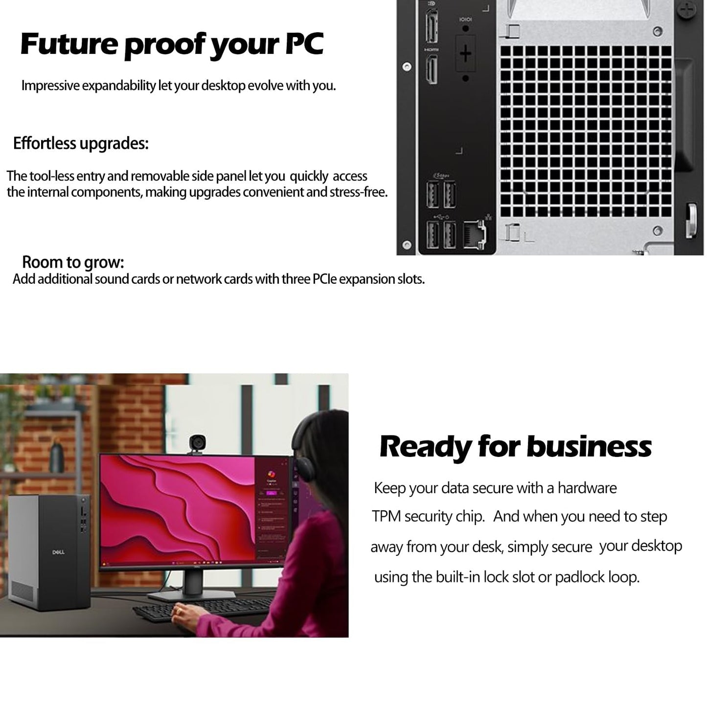 Dell ECT1250 Tower Desktop Computer for Ultimate Home & Office Multitasking, 14th Gen Intel 4-Core CPU, 64GB DDR5 RAM, 2TB PCIe SSD, 4K Dual Monitor Support, WiFi 6, Bluetooth, Windows 11 Pro